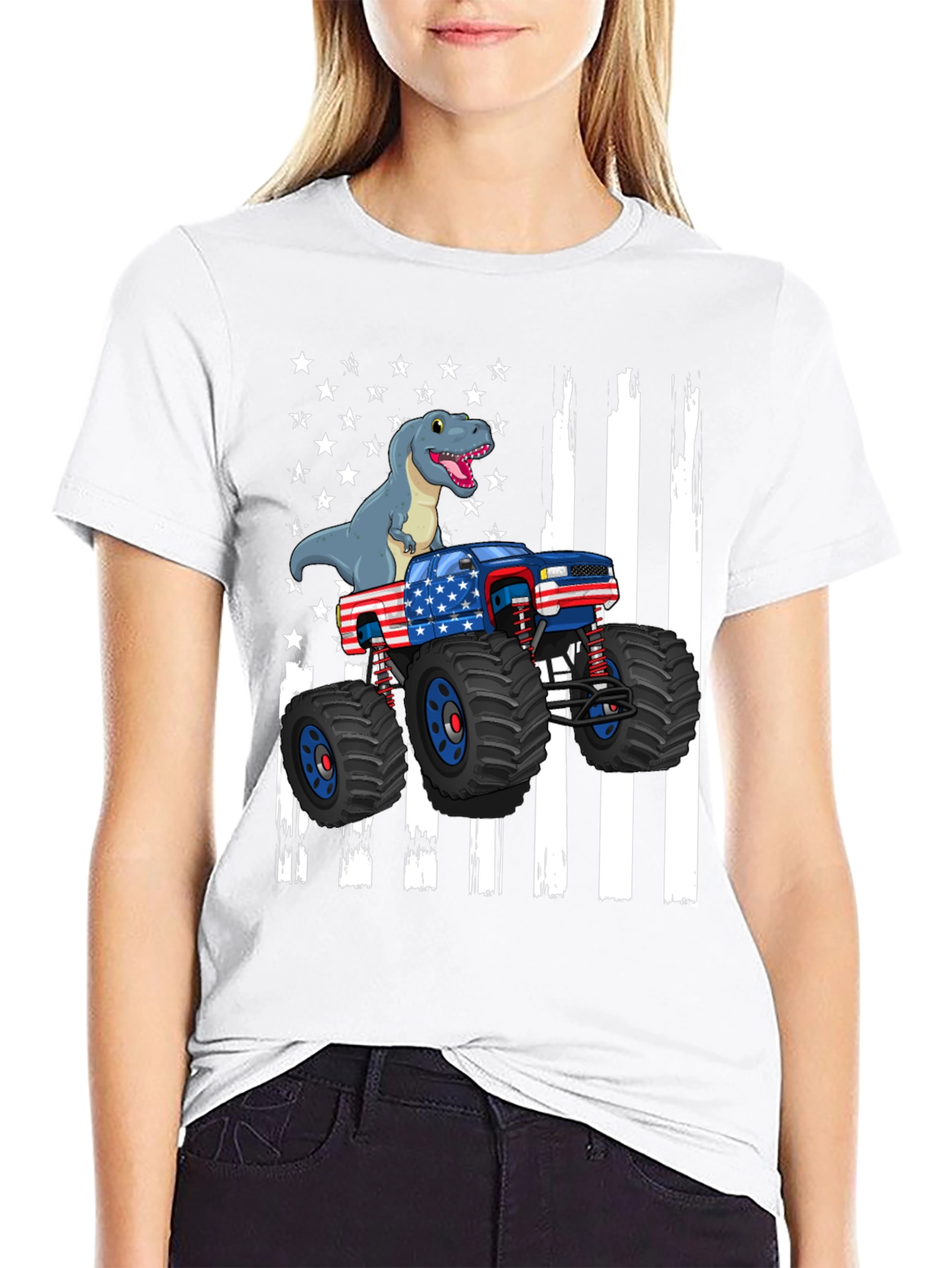 Dino Truck USA Flag Graphic Tee