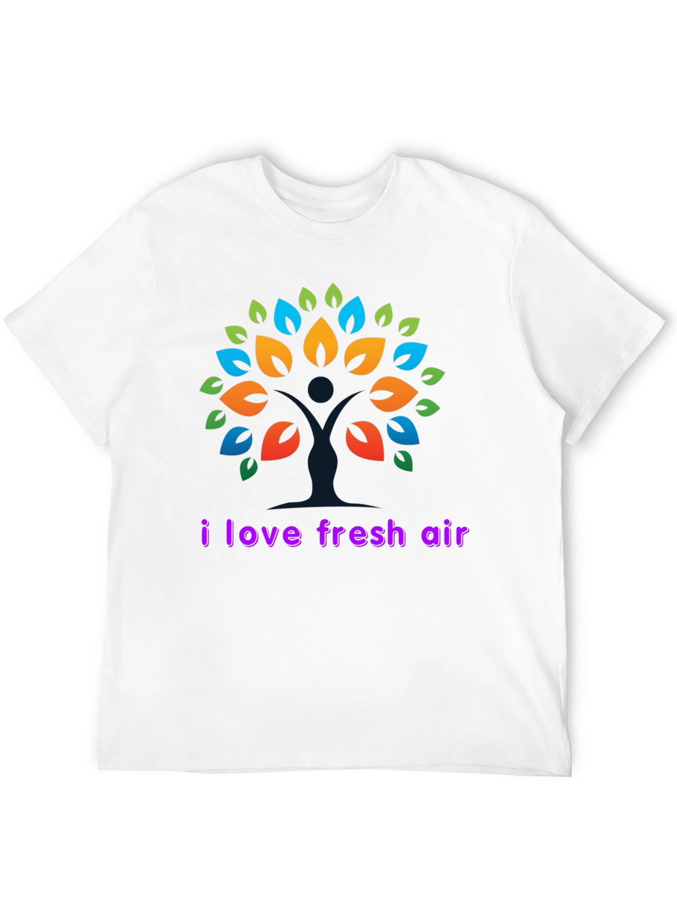 I Love Fresh Air Black T-Shirt - Tree Design