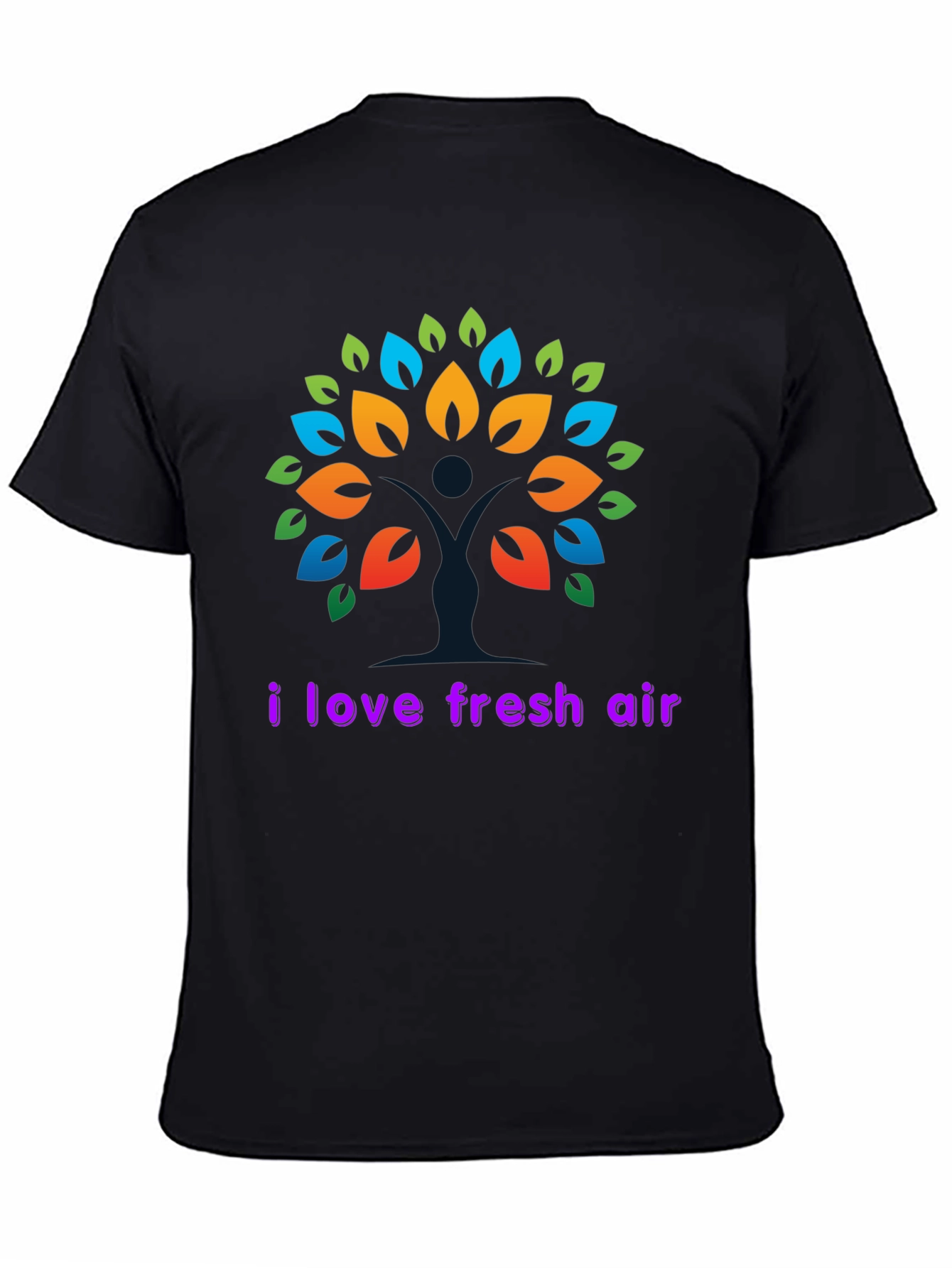 I Love Fresh Air Black T-Shirt - Tree Design