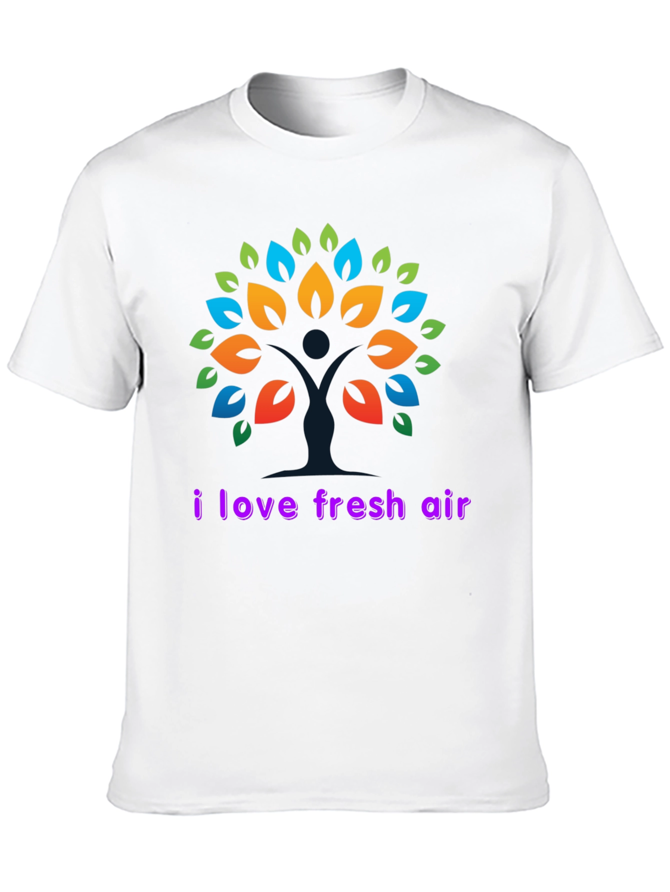 I Love Fresh Air Black T-Shirt - Tree Design