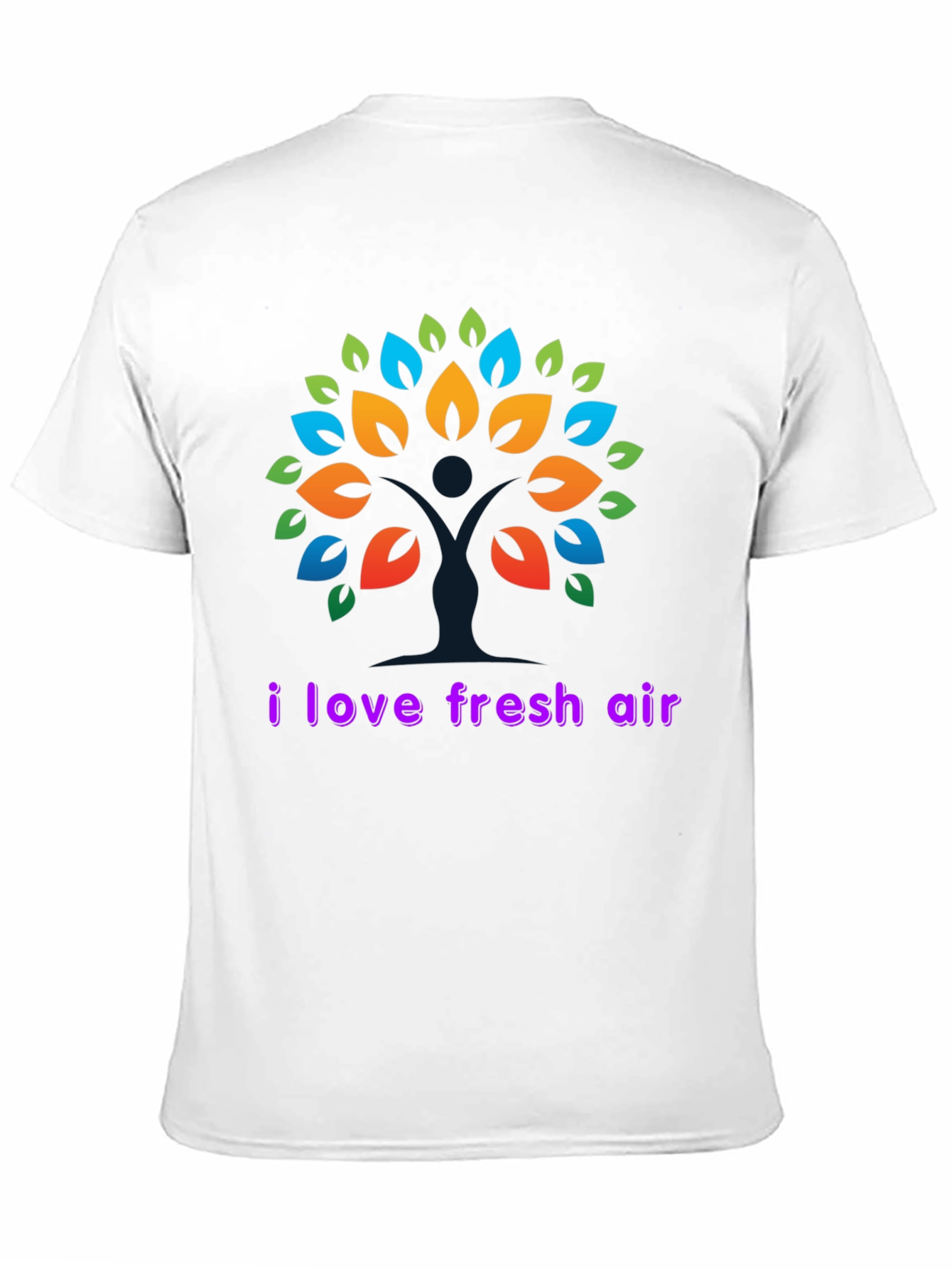 I Love Fresh Air Black T-Shirt - Tree Design