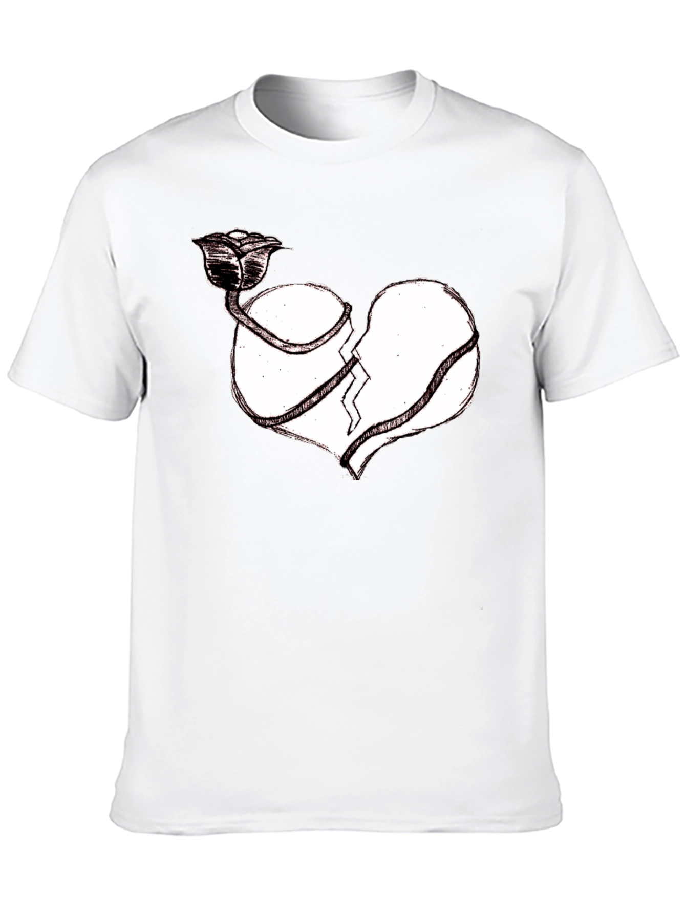 Broken Heart Rose Graphic Tee - Unisex Black Shirt