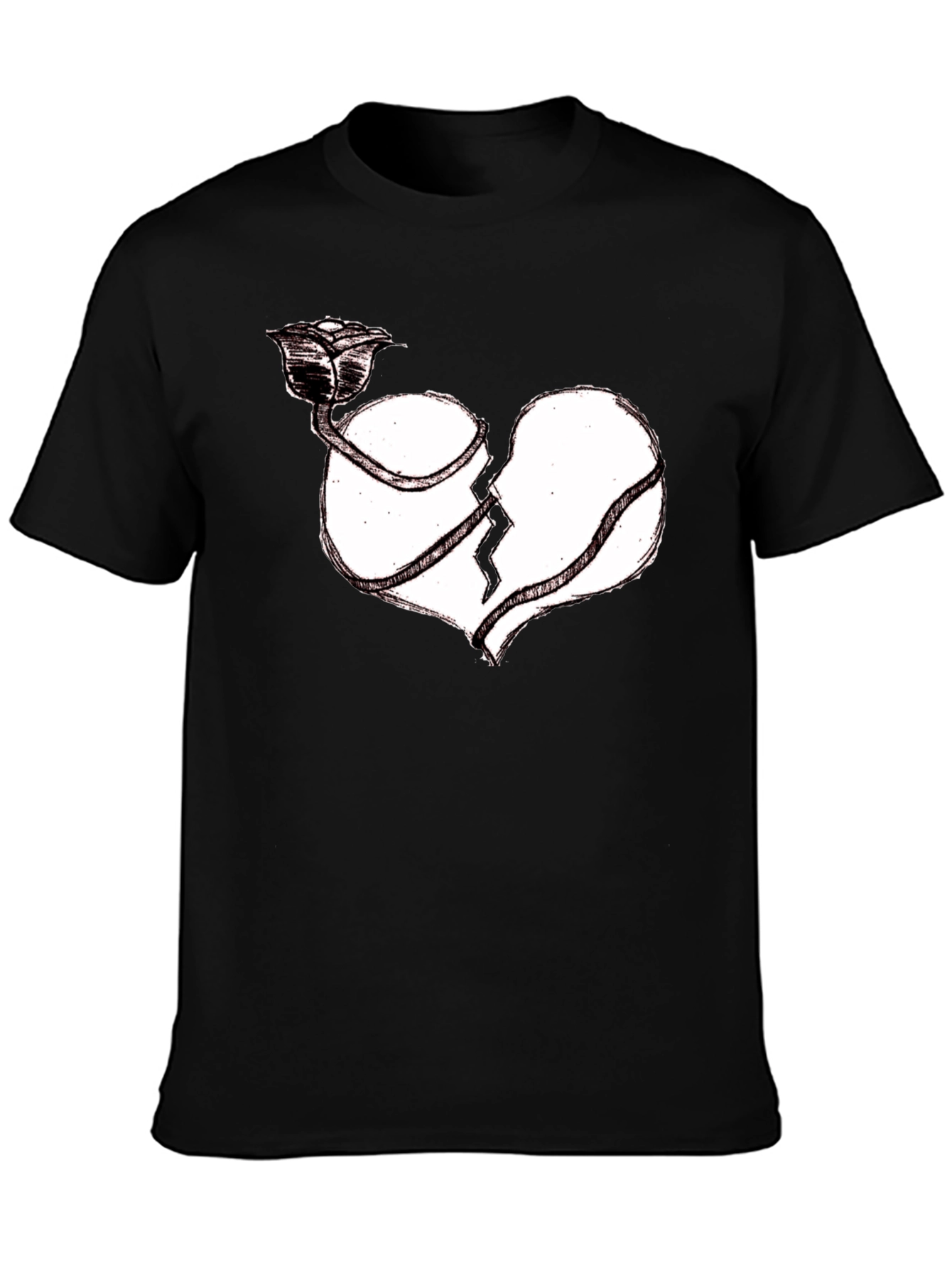 Broken Heart Rose Graphic Tee - Unisex Black Shirt