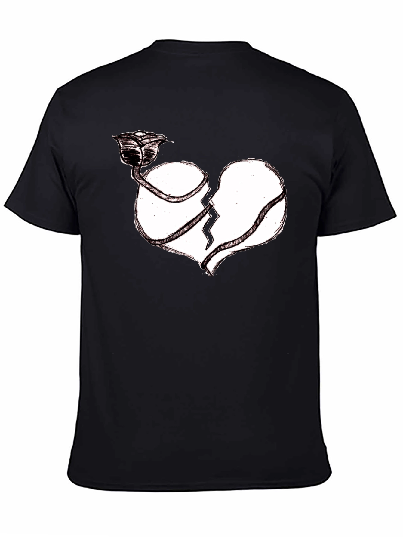 Broken Heart Rose Graphic Tee - Unisex Black Shirt