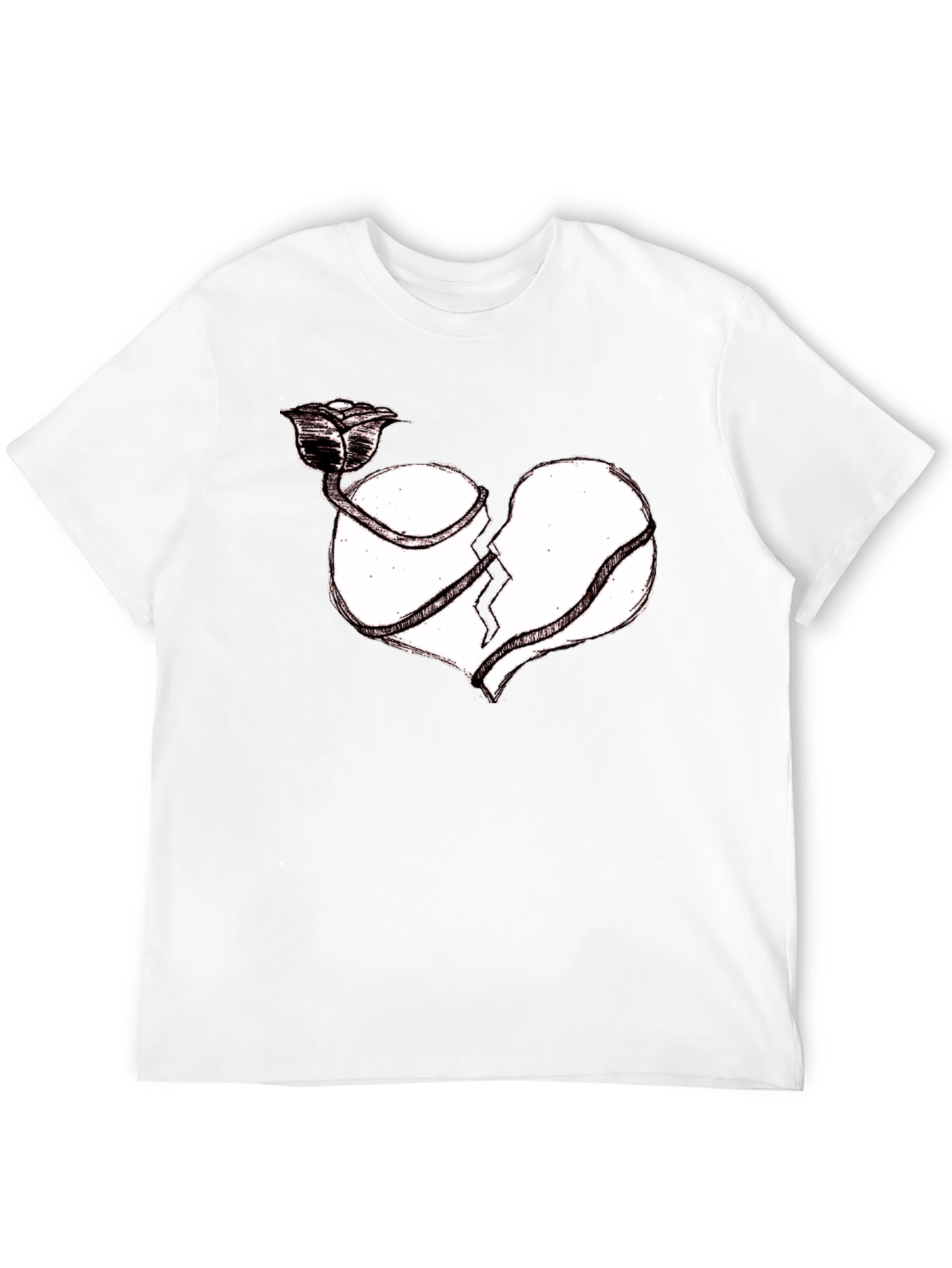 Broken Heart Rose Graphic Tee - Unisex Black Shirt