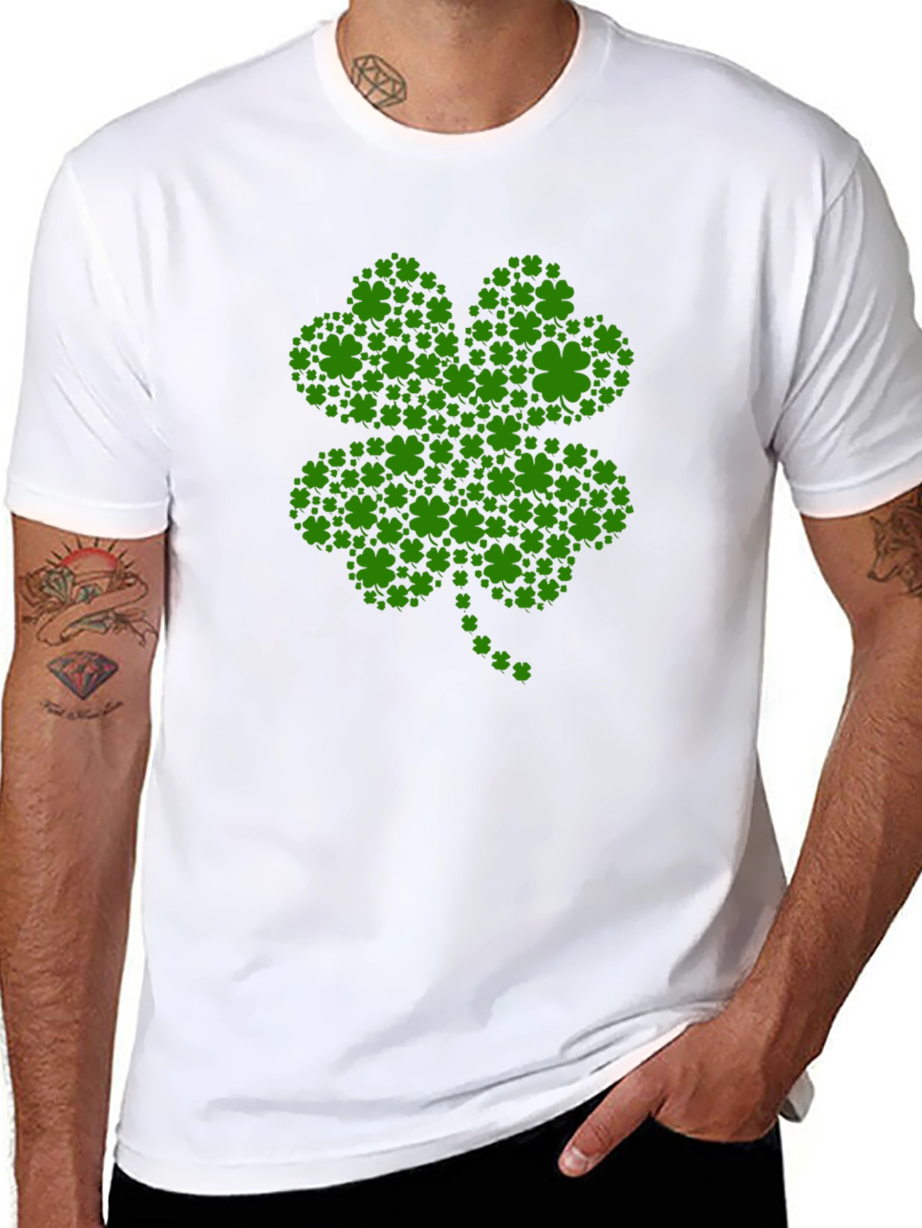 St. Patricks Day Clover Graphic Tee - Black