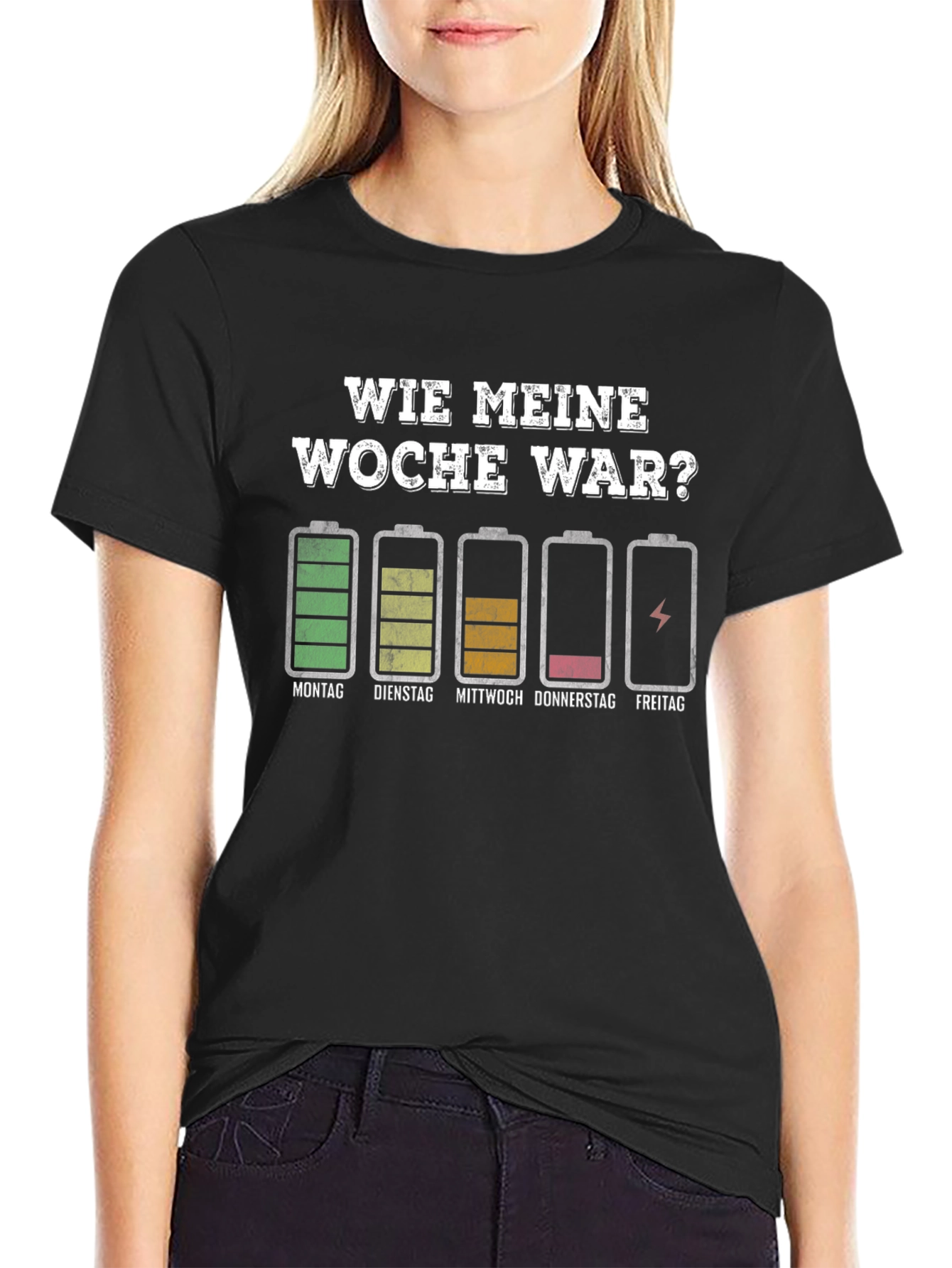 Funny Week Battery T-Shirt - German Humor Tee