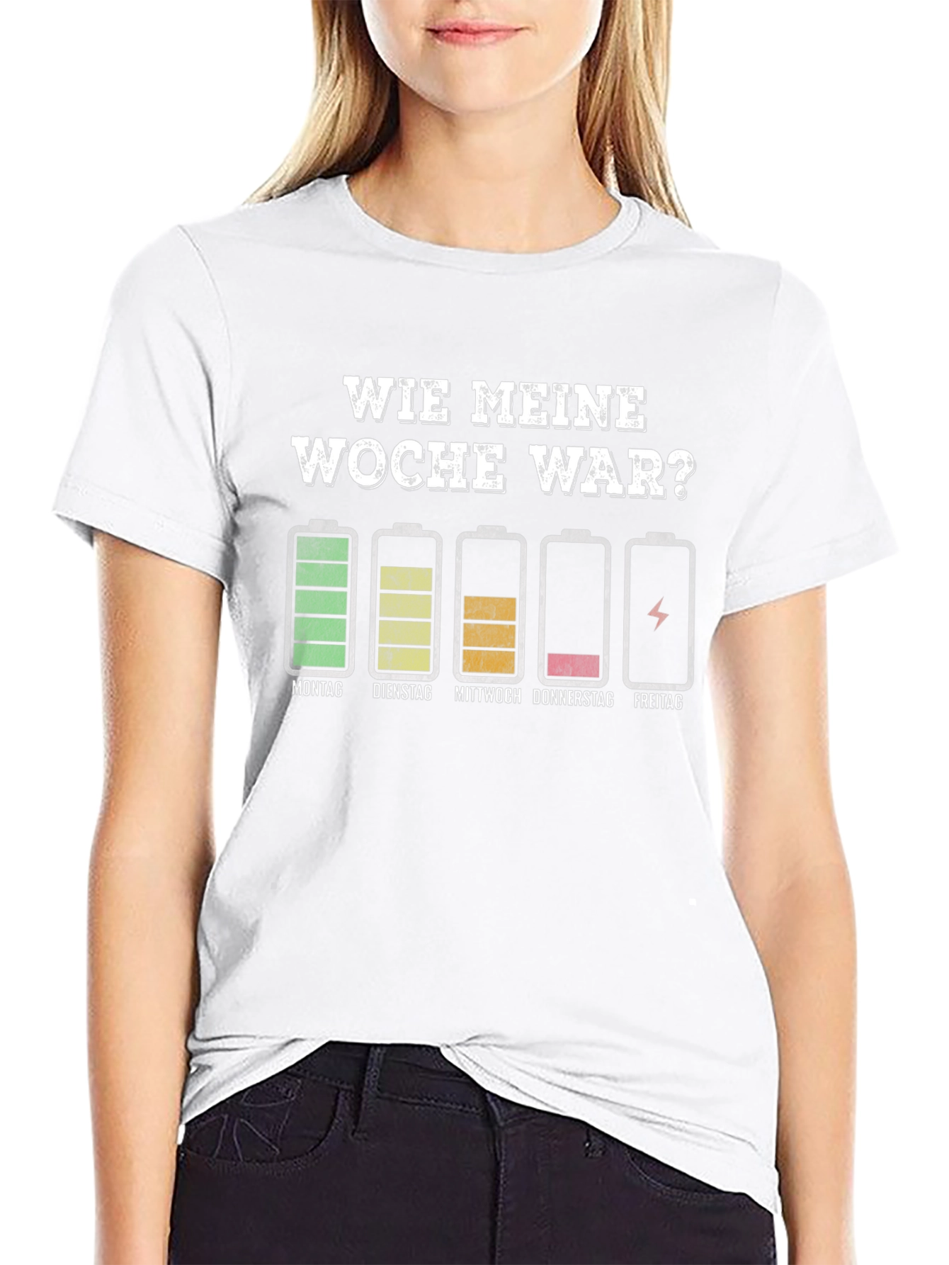 Funny Week Battery T-Shirt - German Humor Tee