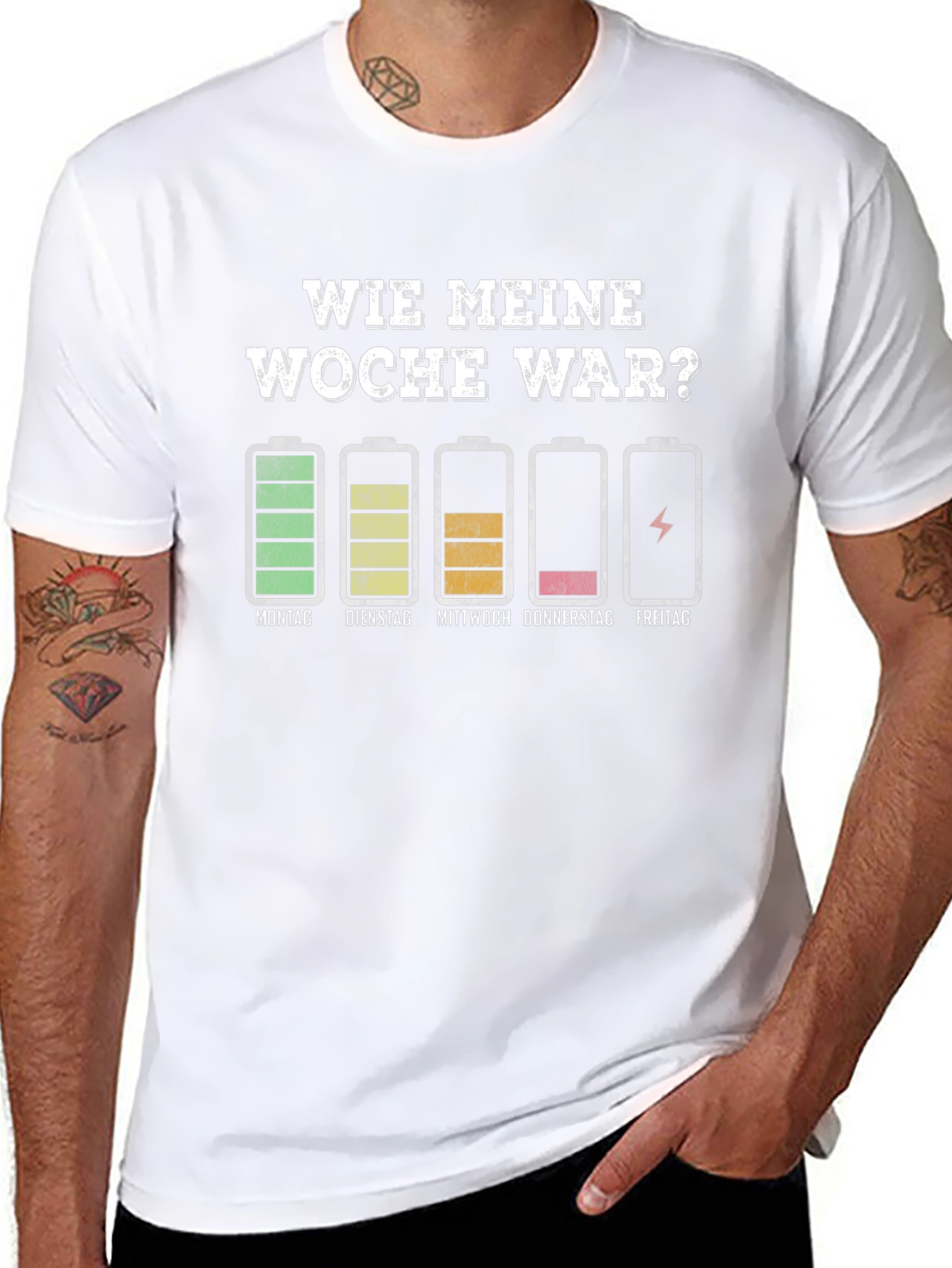 Funny Week Battery T-Shirt - German Humor Tee