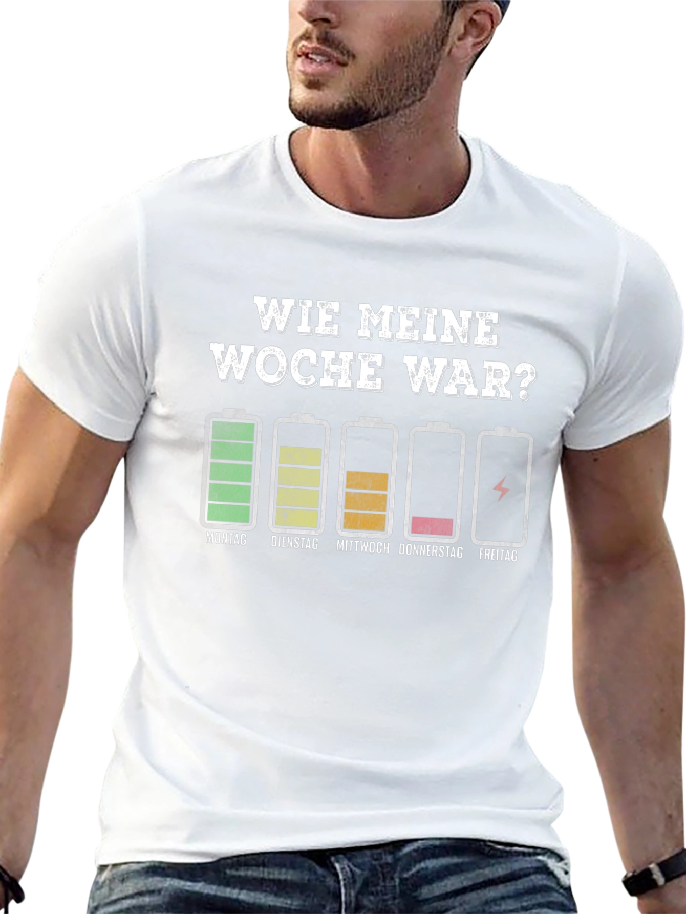 Funny Week Battery T-Shirt - German Humor Tee