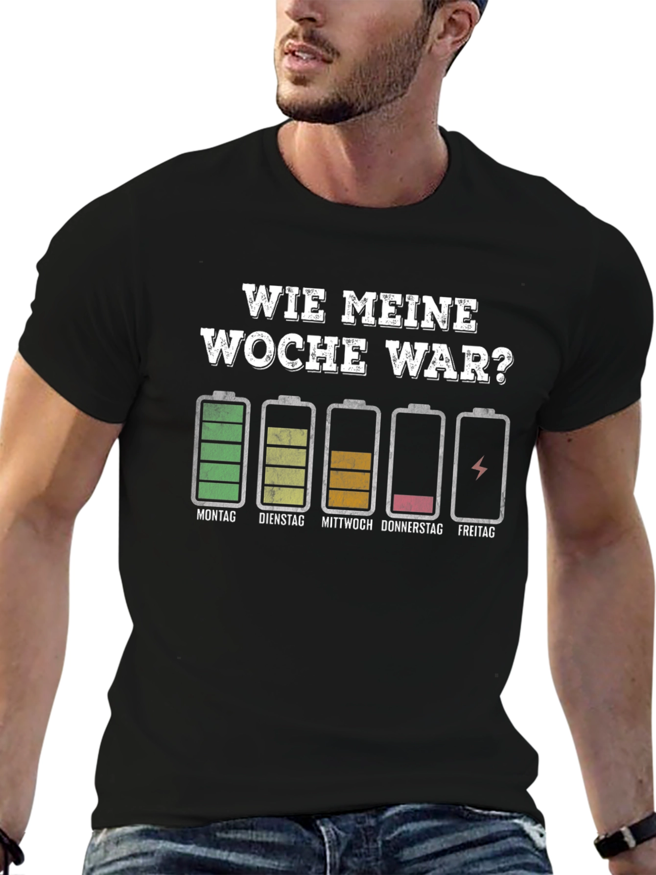 Funny Week Battery T-Shirt - German Humor Tee