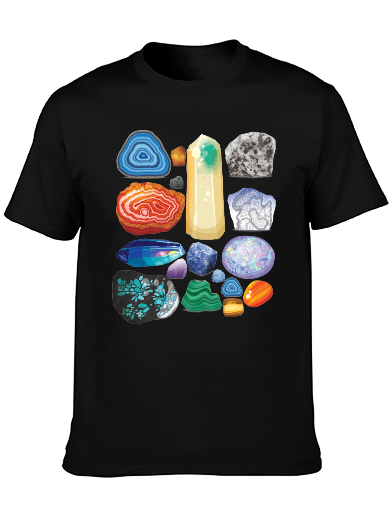 Gemstone Pattern T-Shirt - Mineral Rock Collection Tee