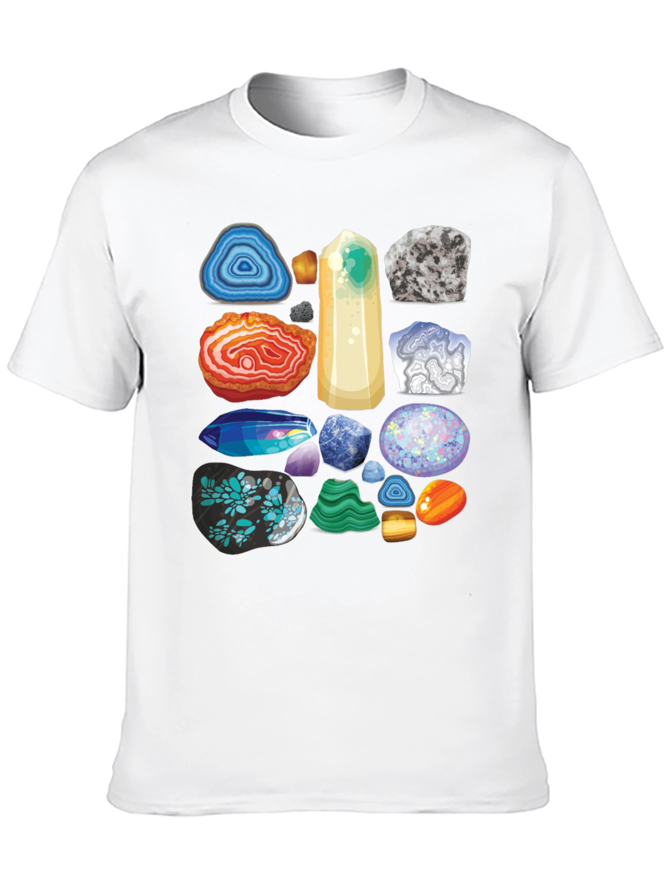 Gemstone Pattern T-Shirt - Mineral Rock Collection Tee