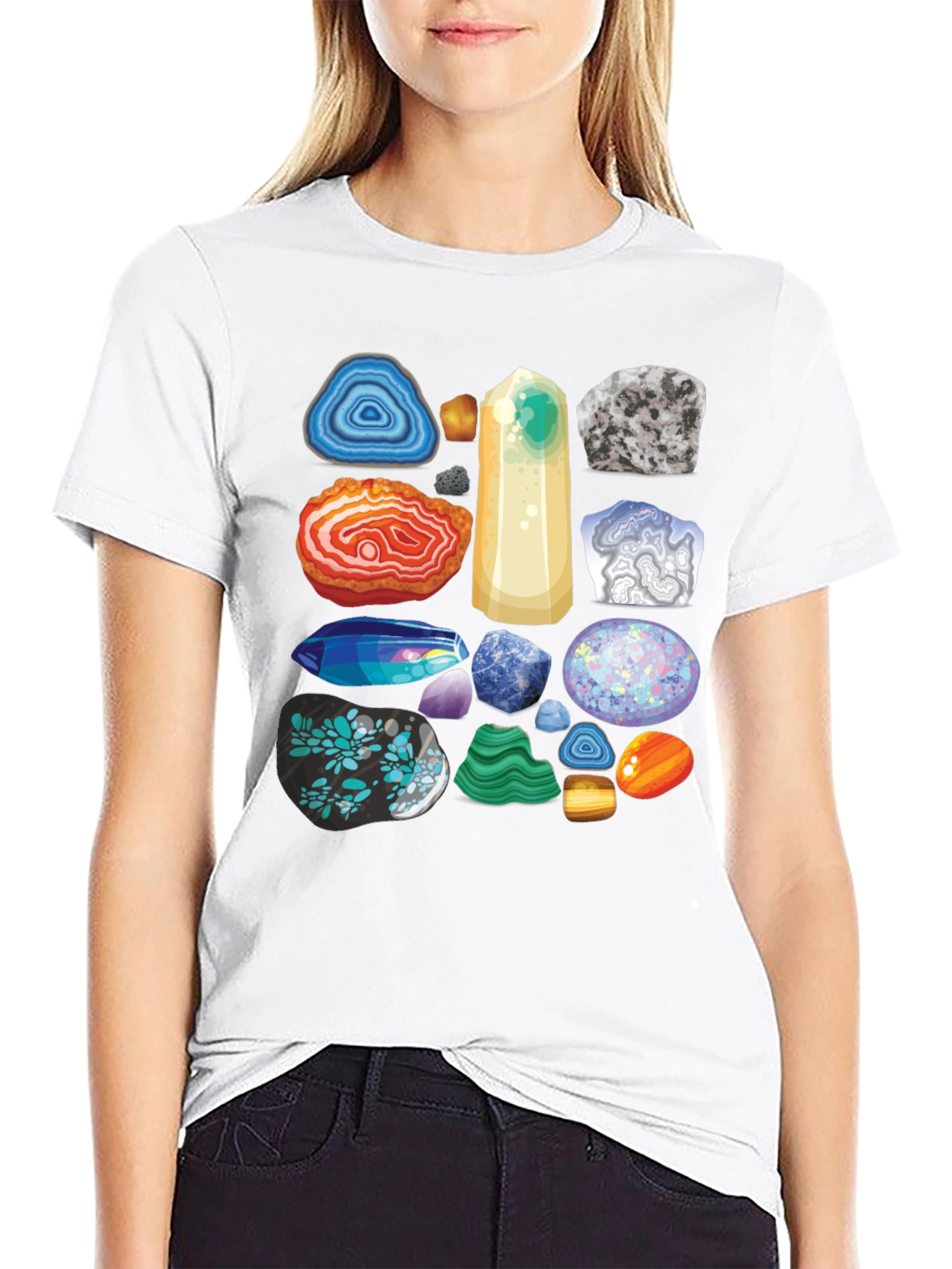 Gemstone Pattern T-Shirt - Mineral Rock Collection Tee