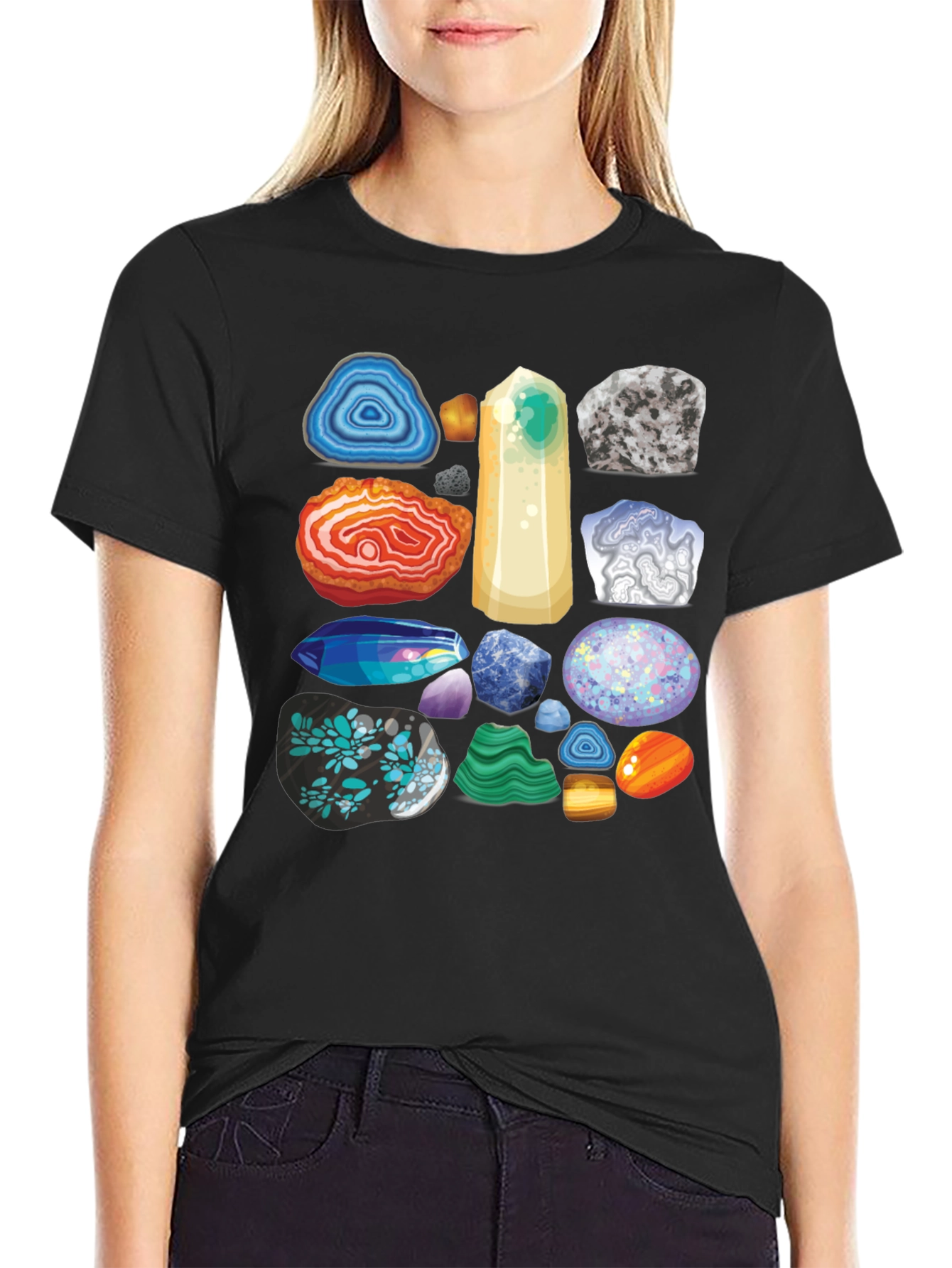 Gemstone Pattern T-Shirt - Mineral Rock Collection Tee