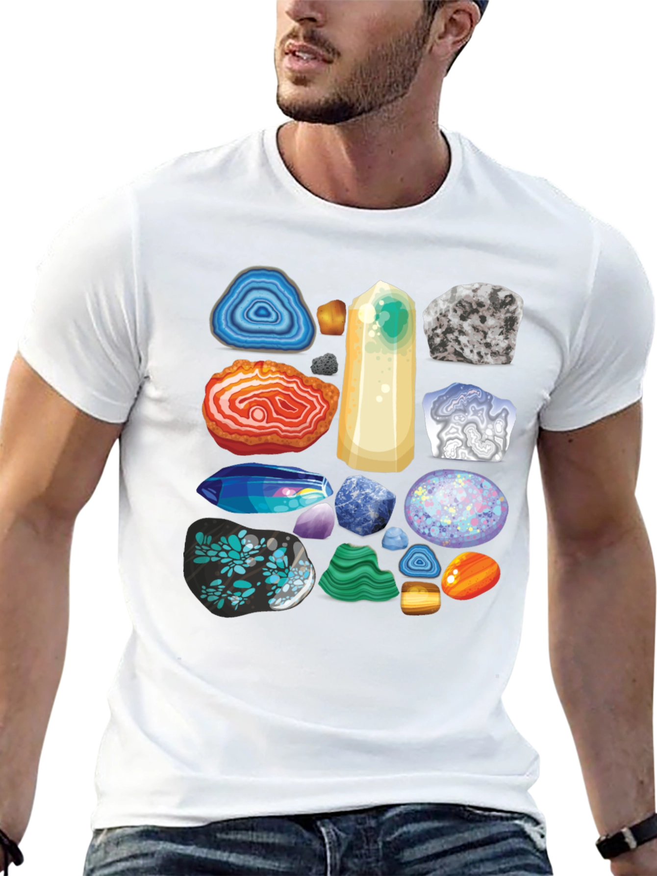 Gemstone Pattern T-Shirt - Mineral Rock Collection Tee