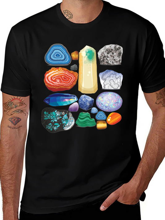 Gemstone Pattern T-Shirt - Mineral Rock Collection Tee