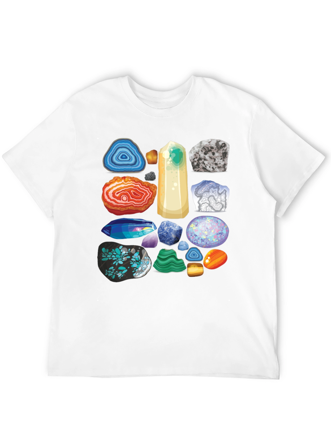 Gemstone Pattern T-Shirt - Mineral Rock Collection Tee