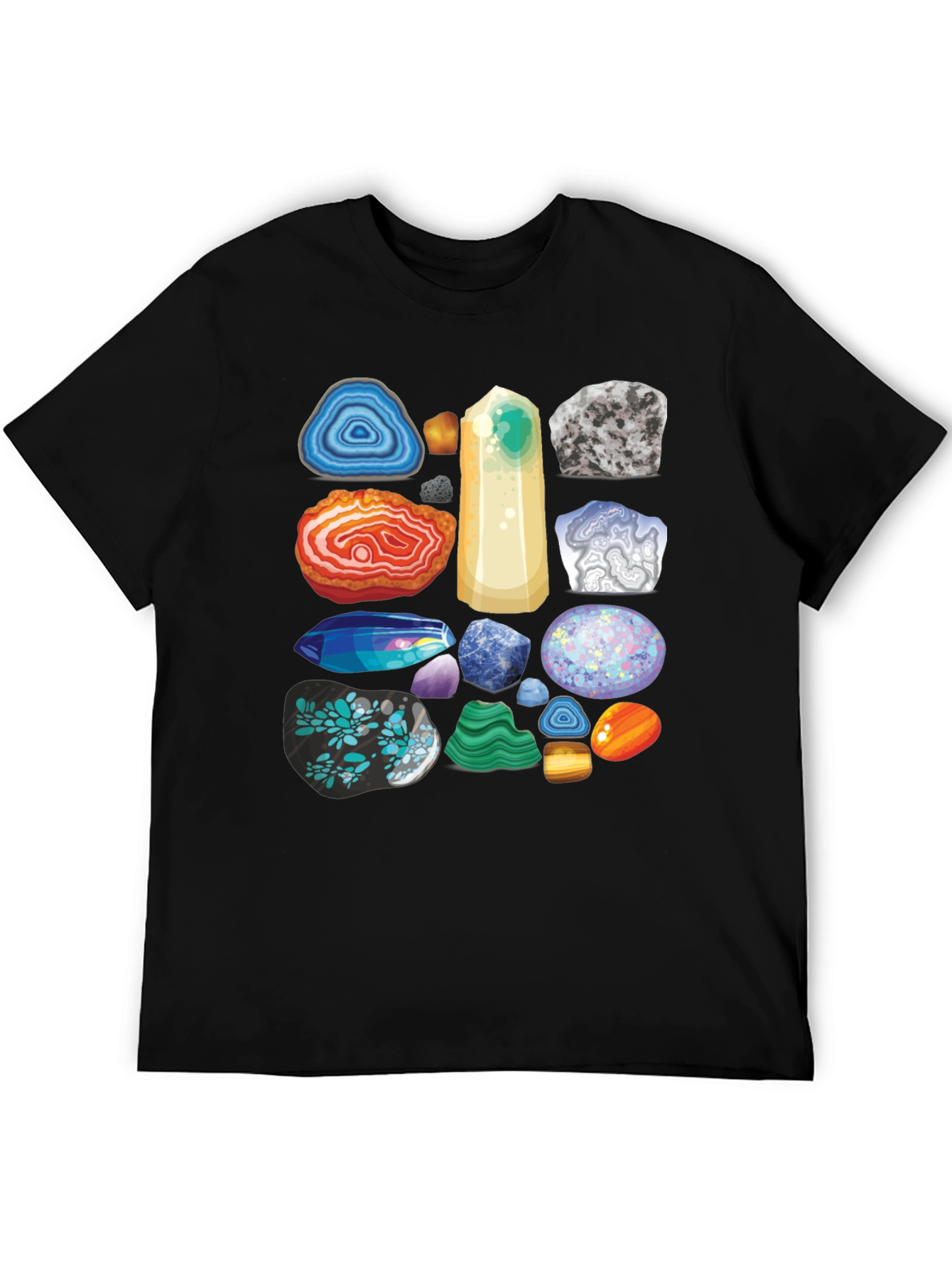 Gemstone Pattern T-Shirt - Mineral Rock Collection Tee