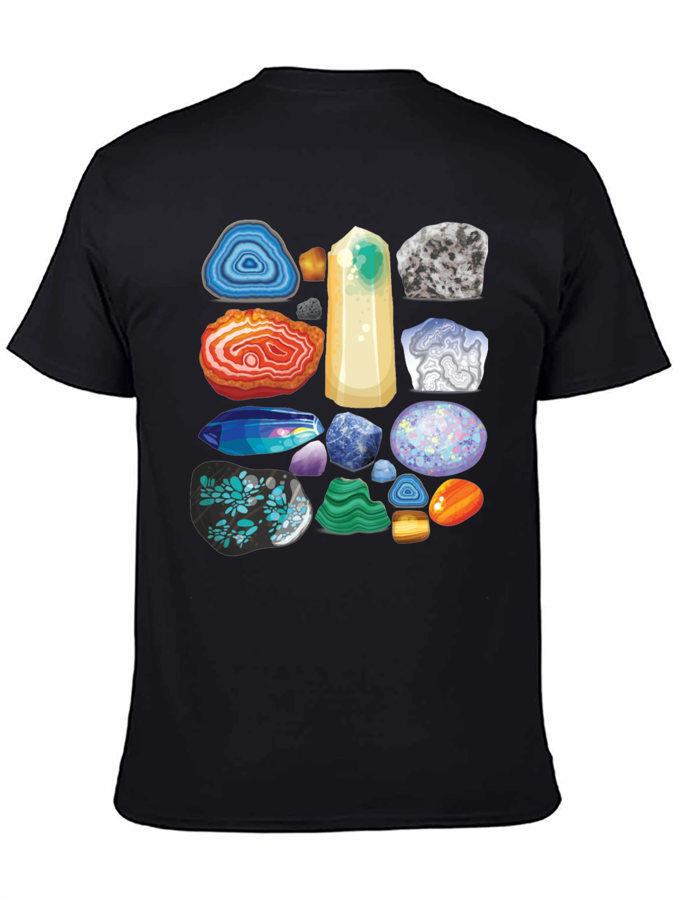 Gemstone Pattern T-Shirt - Mineral Rock Collection Tee