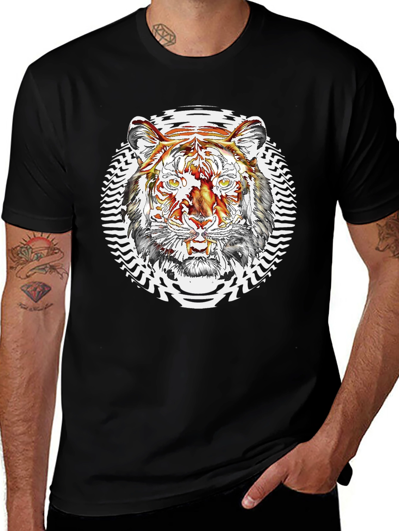 Tiger Graphic Mens Black Tee