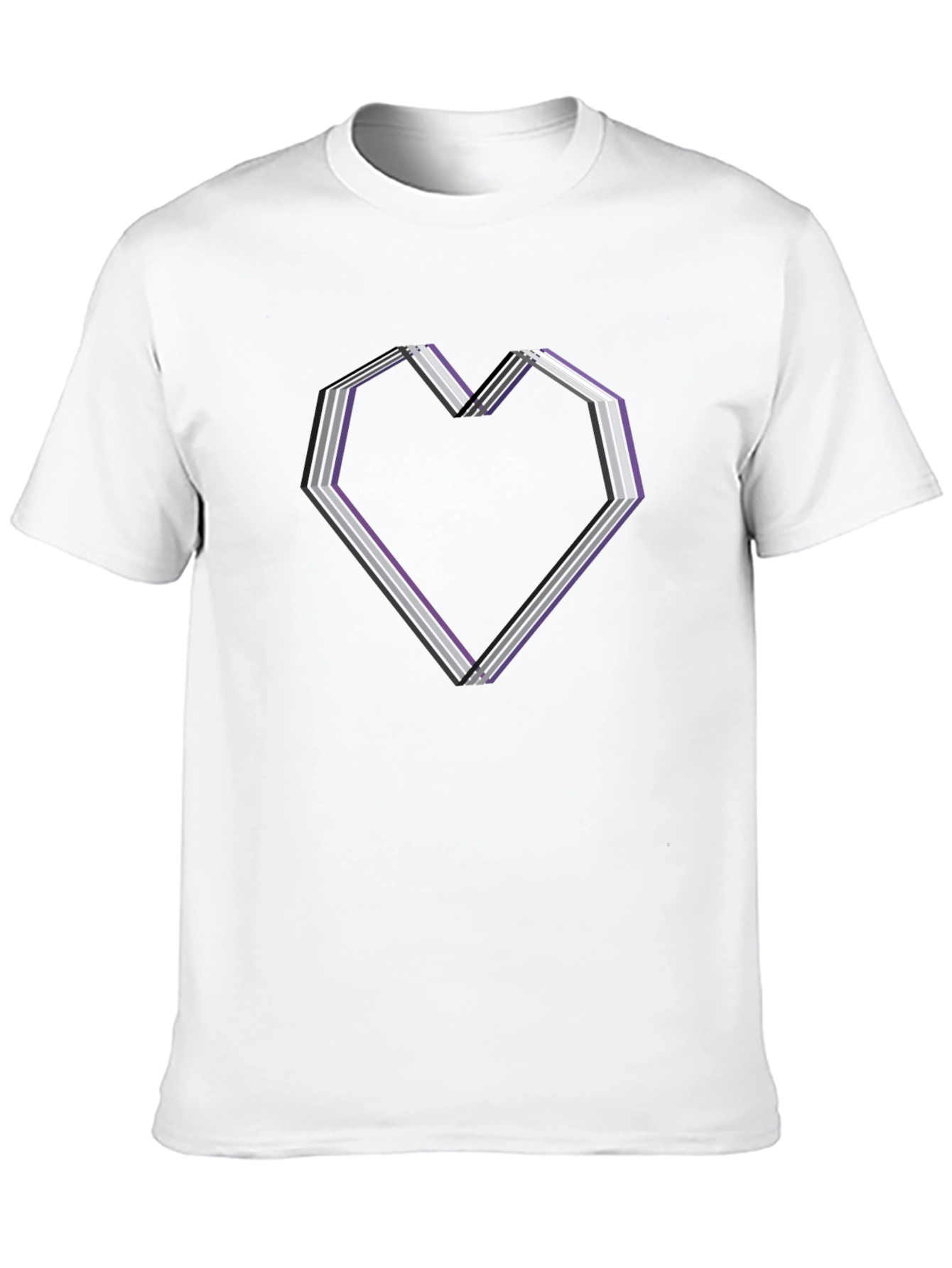 Asexual Pride Heart Graphic Tee - Black