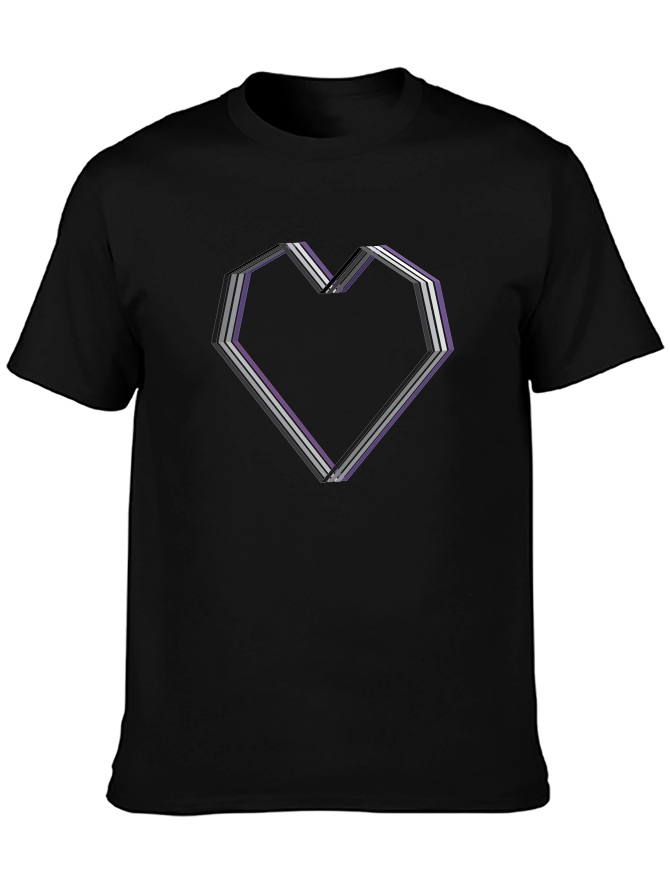 Asexual Pride Heart Graphic Tee - Black