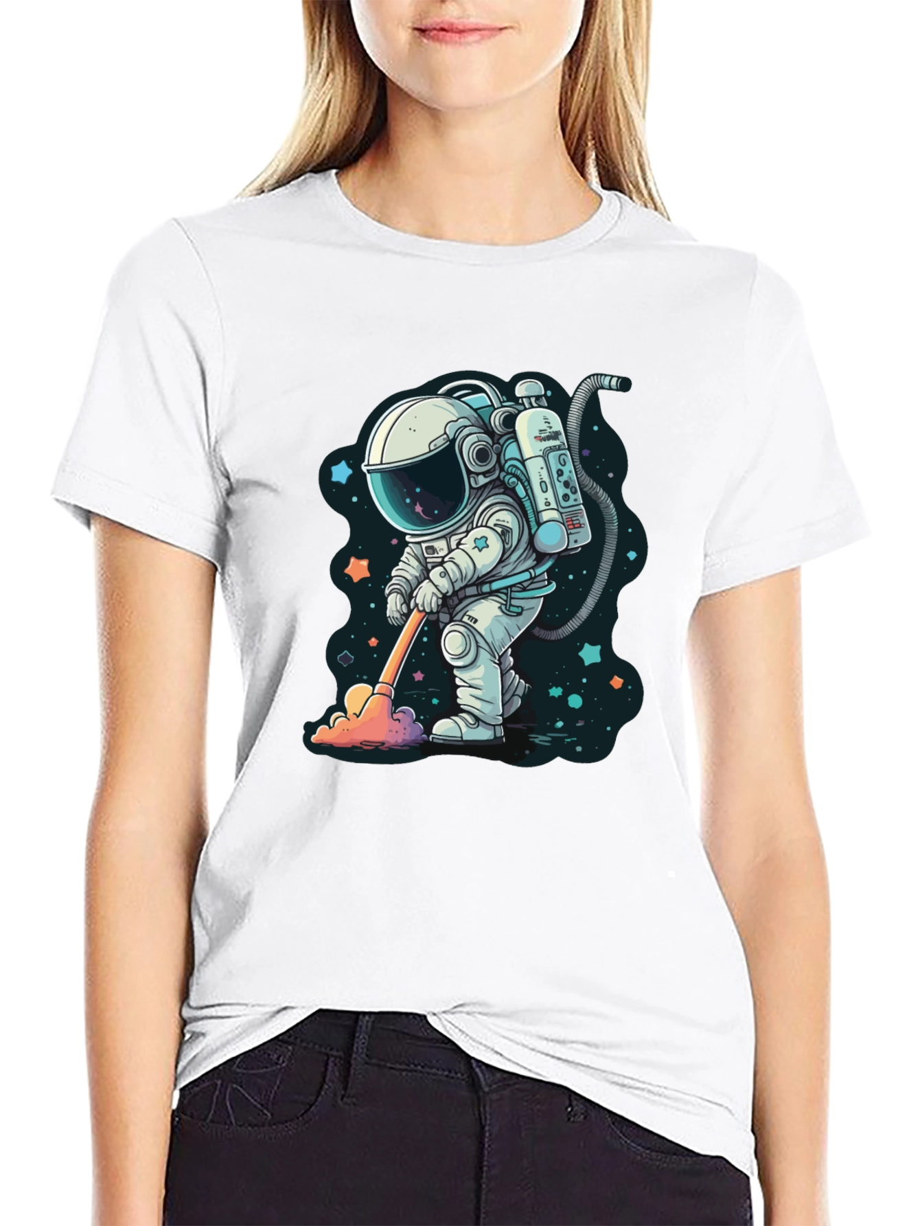 Astronaut Sweeping Stars Graphic Tee