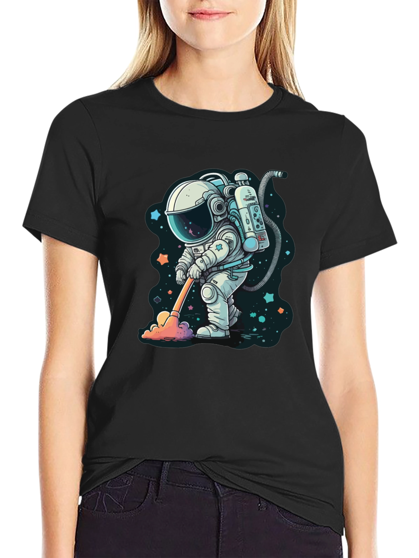 Astronaut Sweeping Stars Graphic Tee