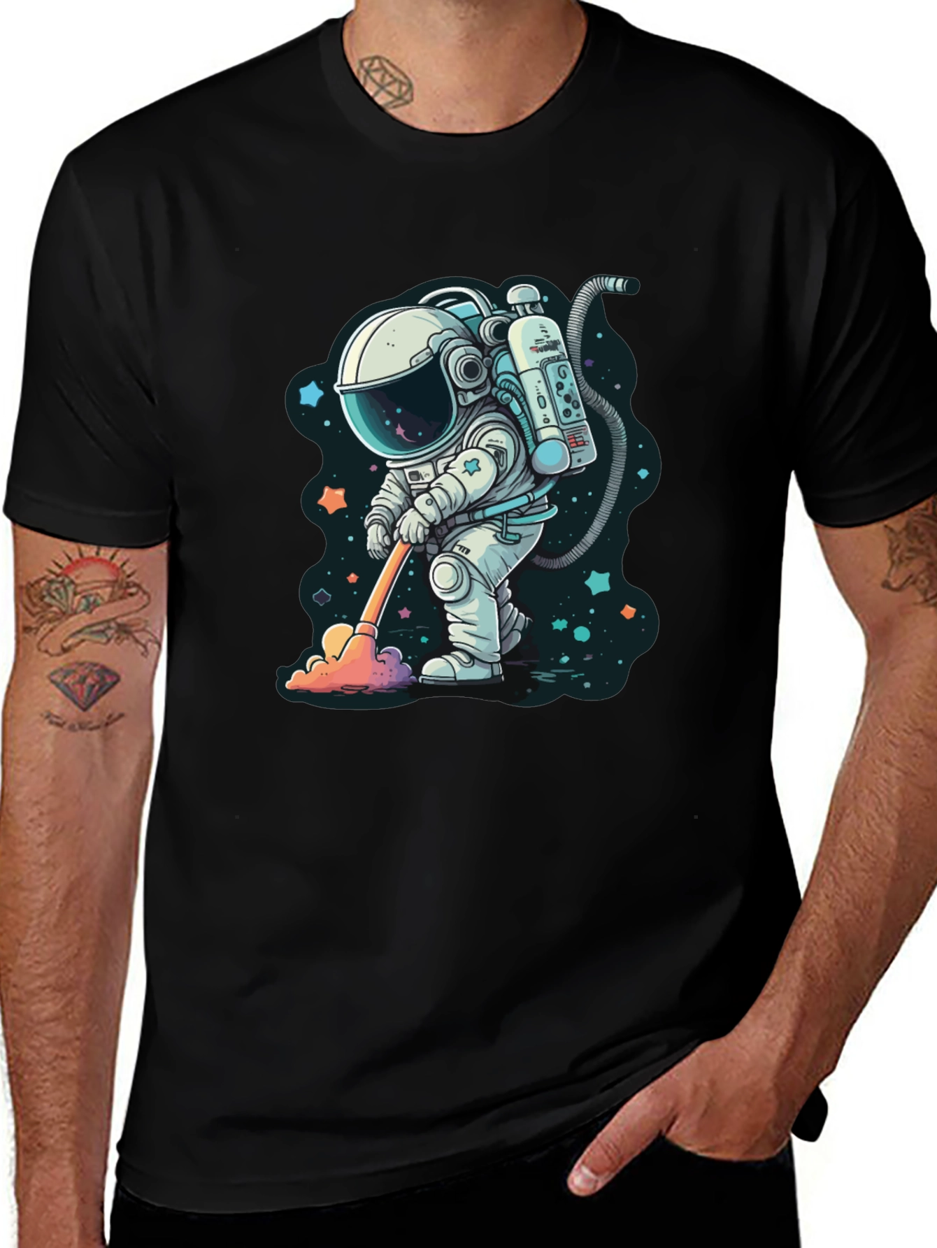 Astronaut Sweeping Stars Graphic Tee