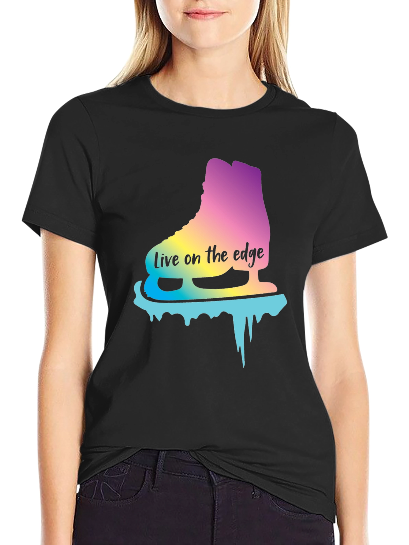 Live On the Edge Ice Skate Graphic Tee