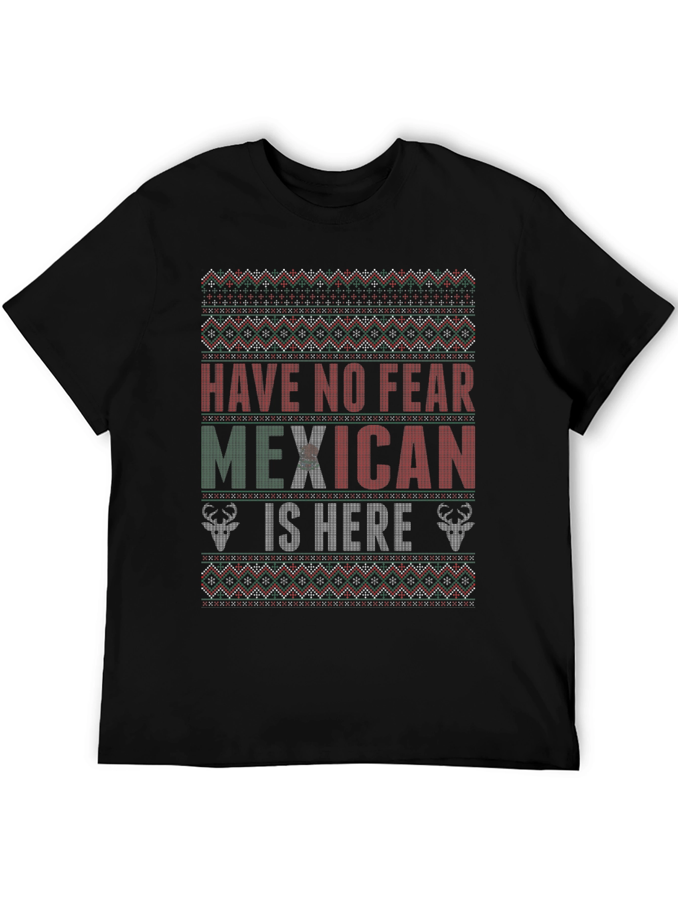 Festive Mexican Christmas Ugly Sweater Style T-Shirt