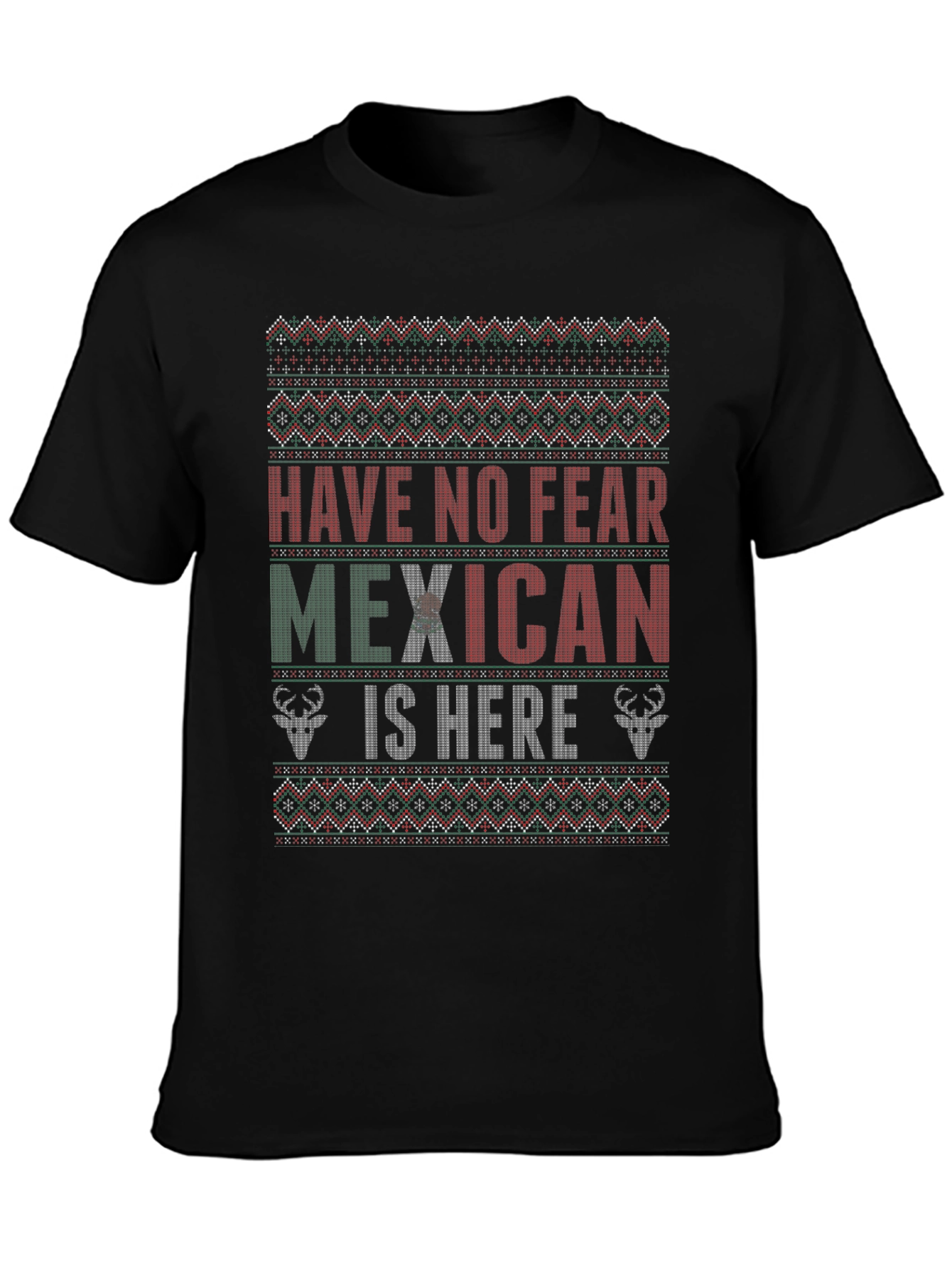 Festive Mexican Christmas Ugly Sweater Style T-Shirt
