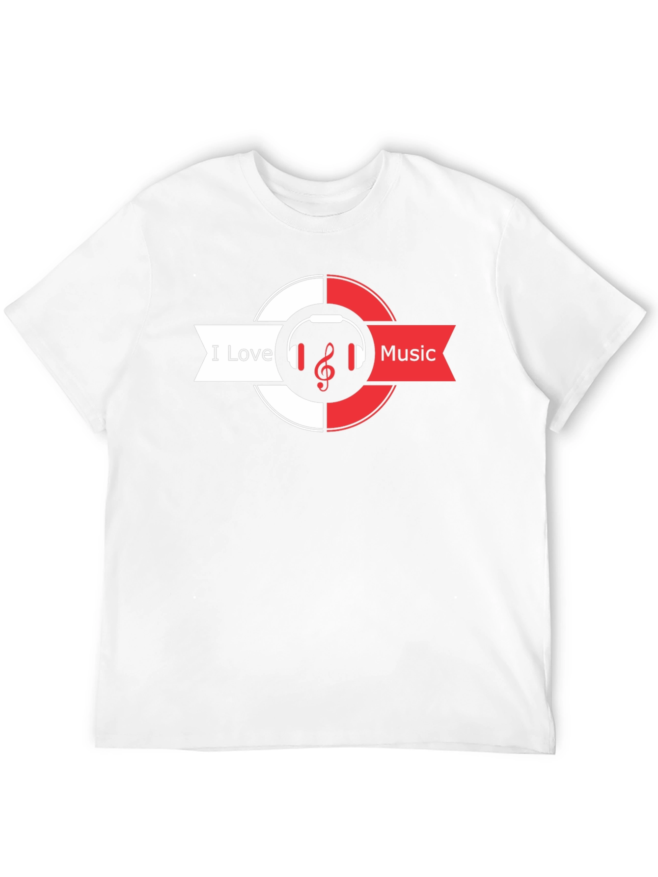 I Love Music Black T-Shirt Headphones & Treble Clef