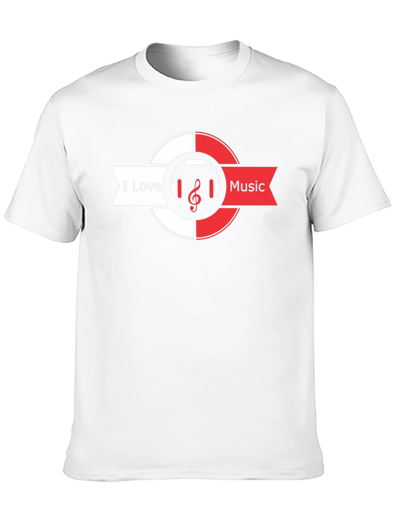I Love Music Black T-Shirt Headphones & Treble Clef