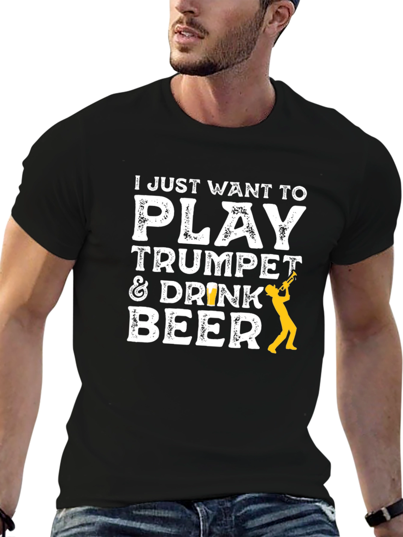Play Trumpet & Drink Beer Black T-Shirt