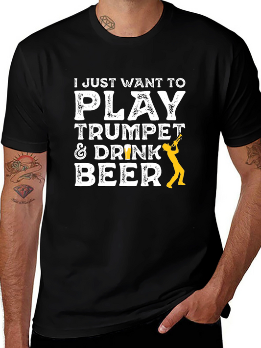 Play Trumpet & Drink Beer Black T-Shirt