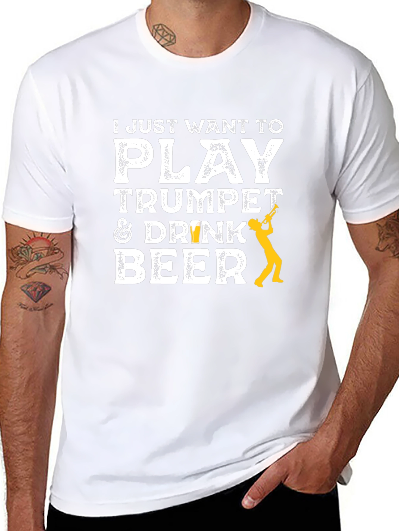 Play Trumpet & Drink Beer Black T-Shirt
