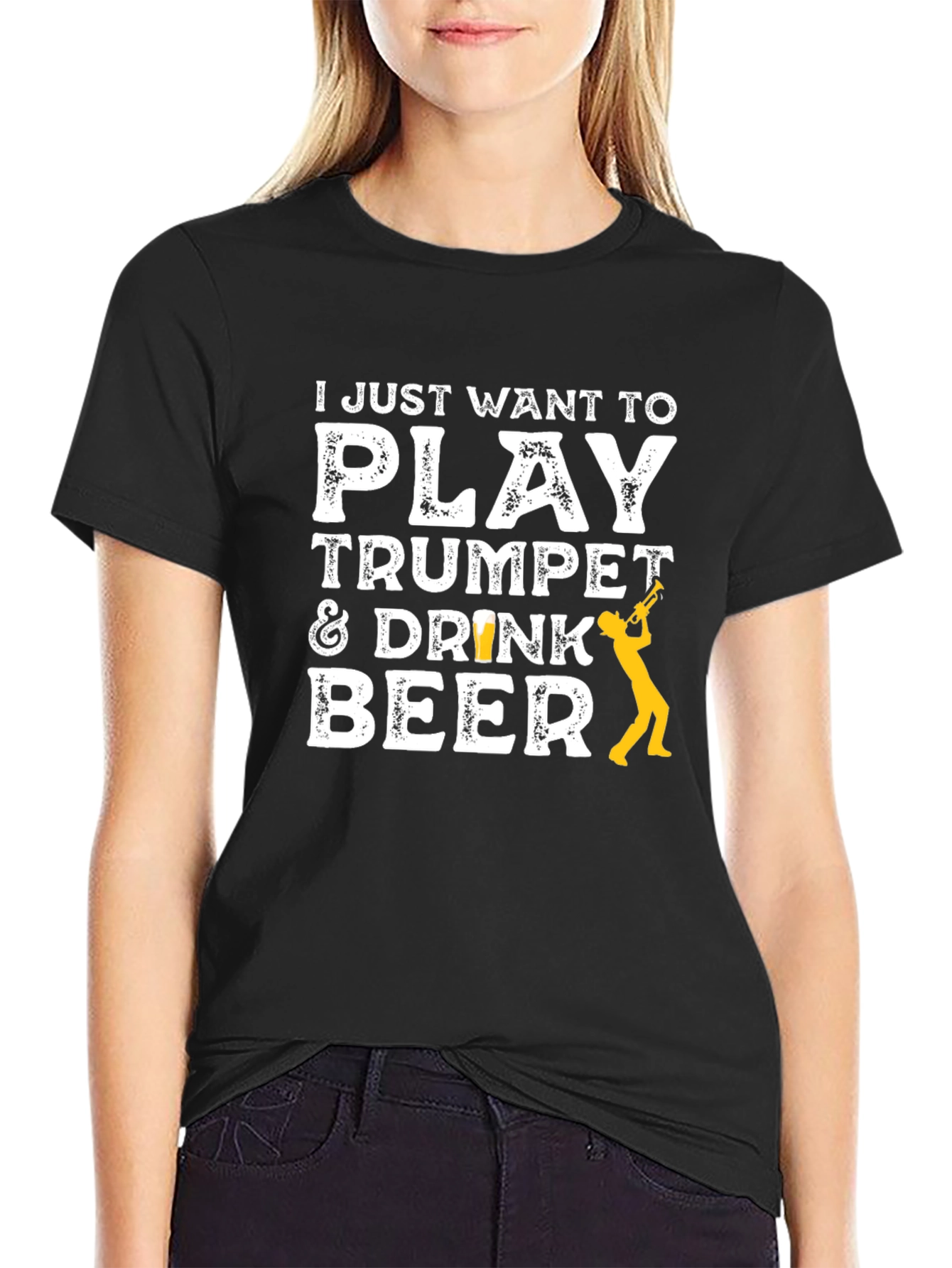 Play Trumpet & Drink Beer Black T-Shirt