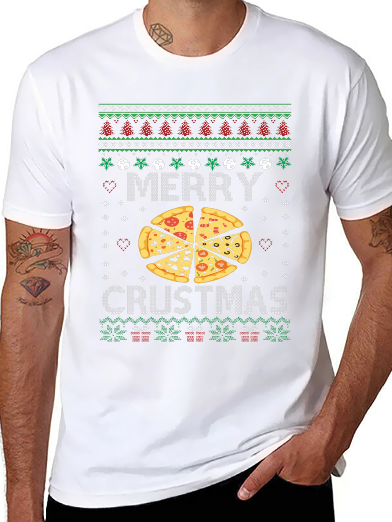 Merry Crustmas Pizza Ugly Christmas Sweater T-Shirt
