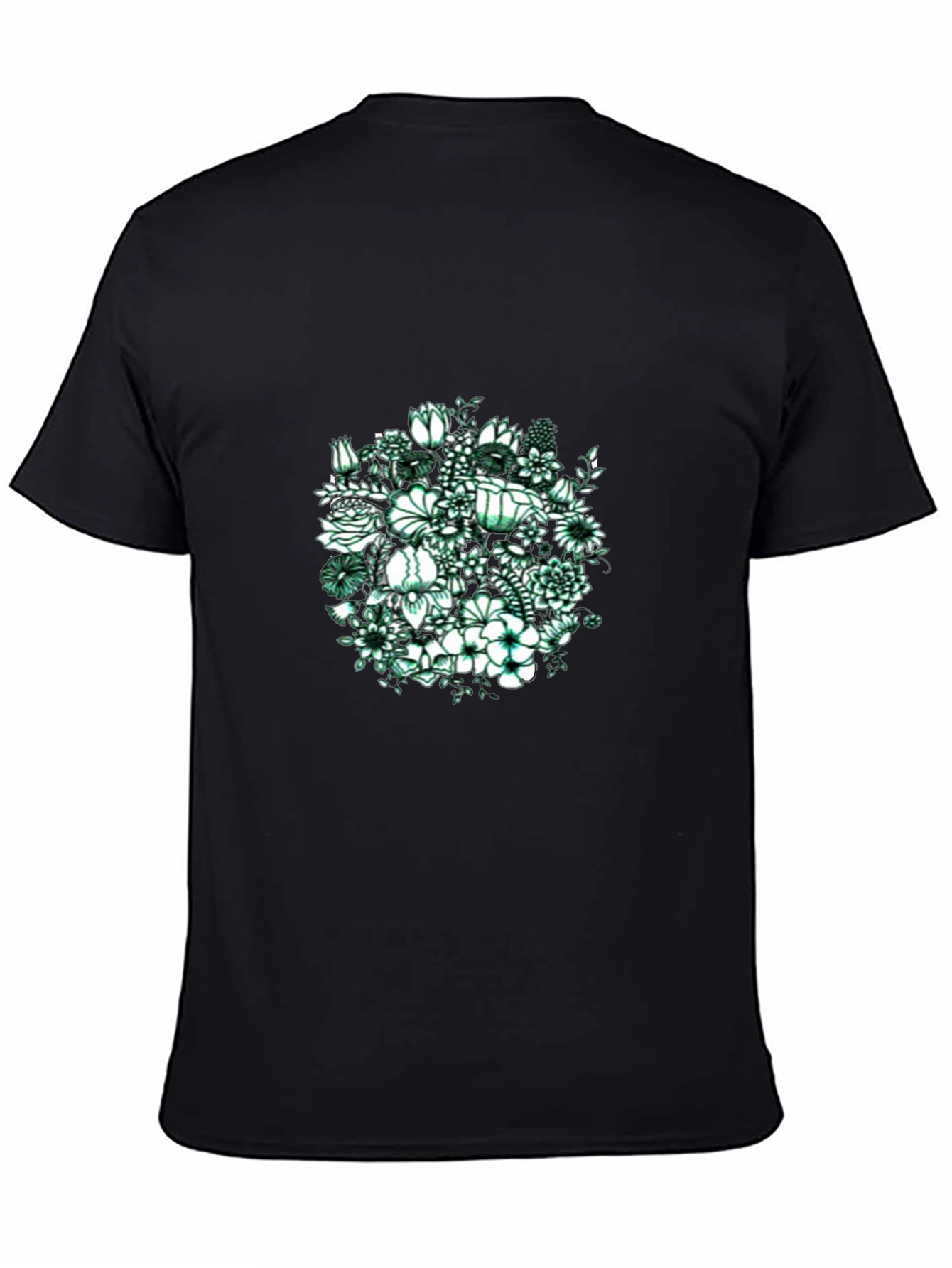 Floral Graphic Print Black T-Shirt