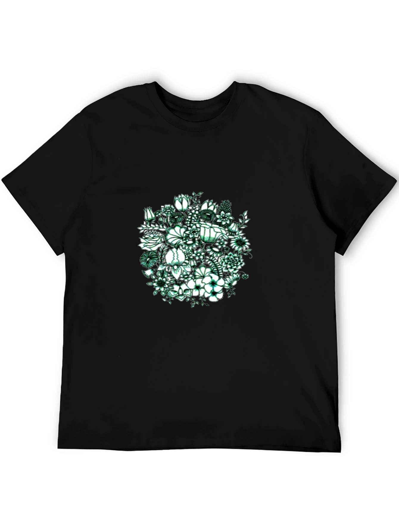 Floral Graphic Print Black T-Shirt