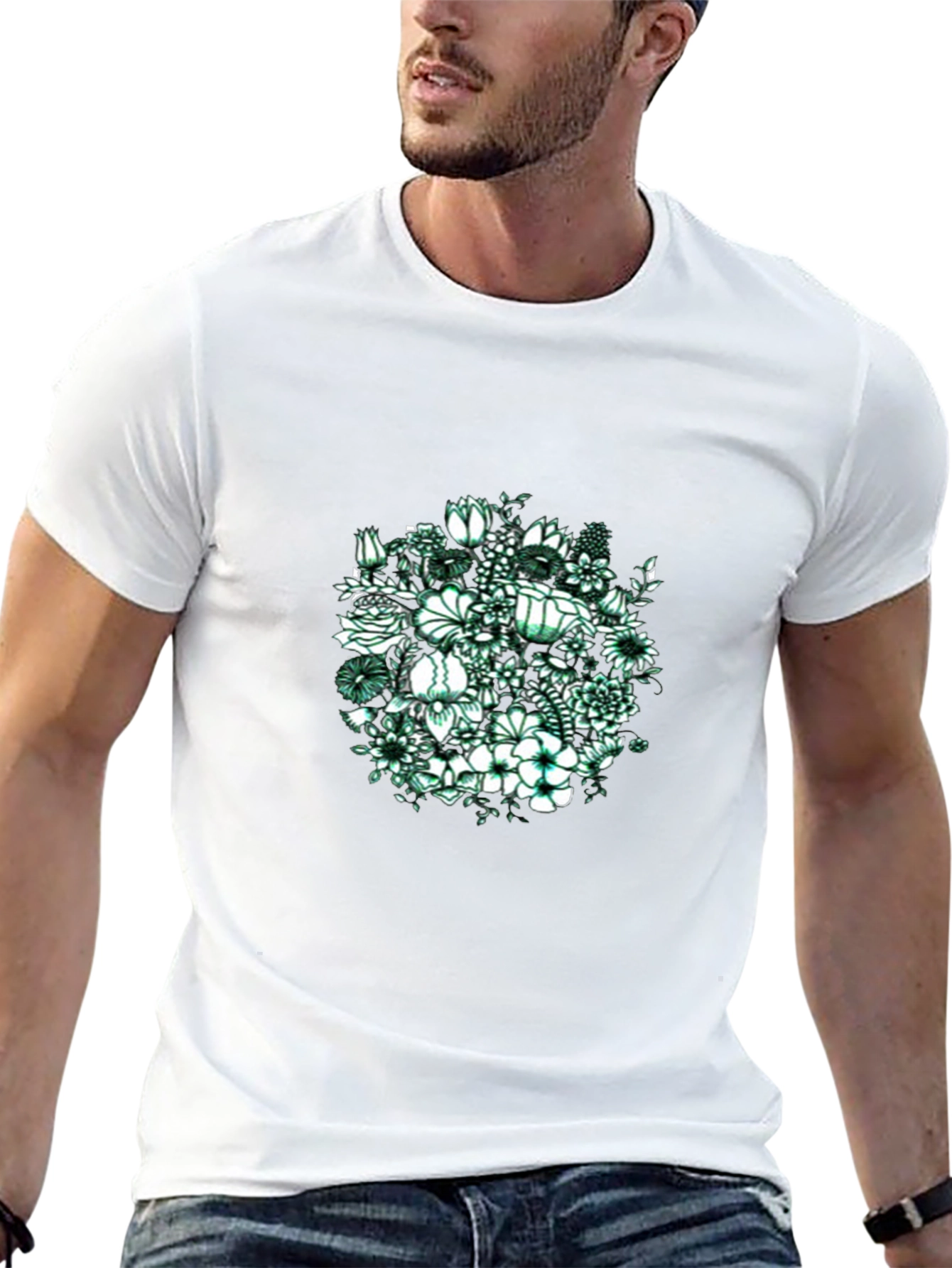 Floral Graphic Print Black T-Shirt