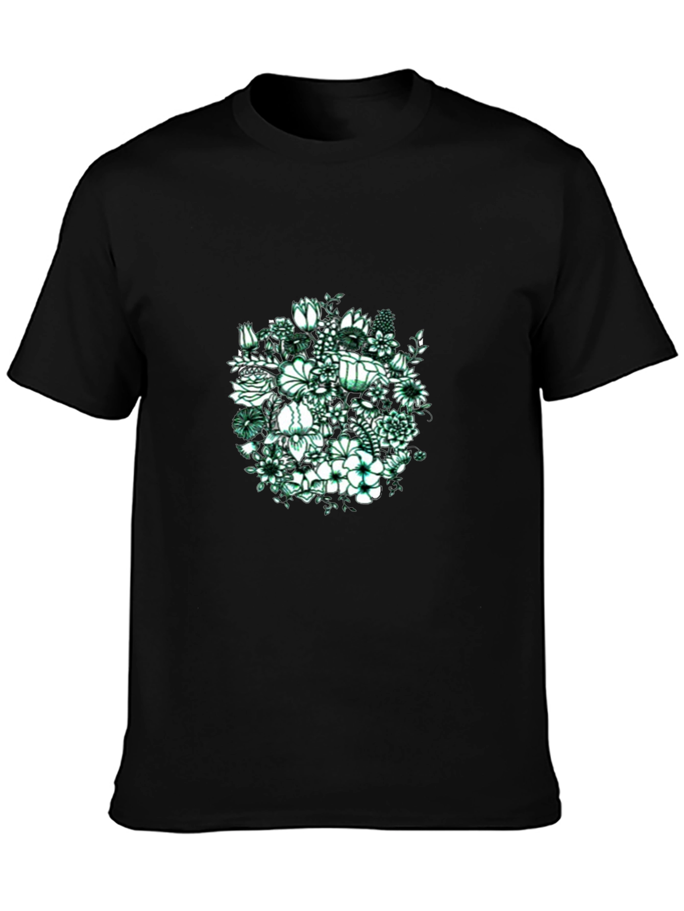 Floral Graphic Print Black T-Shirt