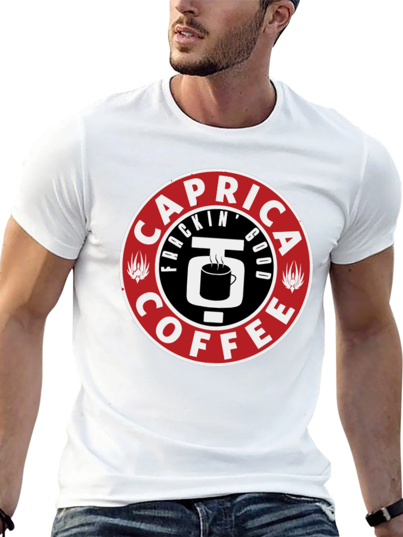 Caprica Frackin Good Coffee Graphic T-Shirt