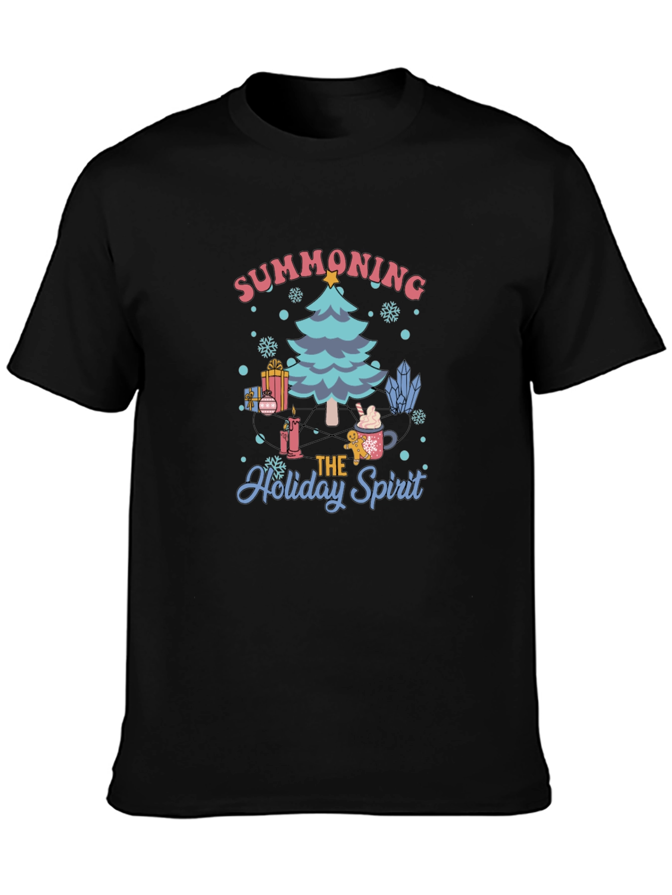 Summoning Holiday Spirit Black Graphic Tee