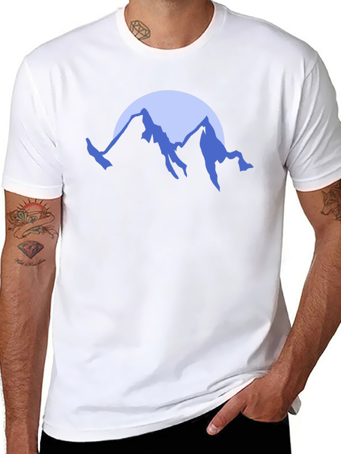 Mountain Moon Graphic Tee - Black Cotton T-Shirt