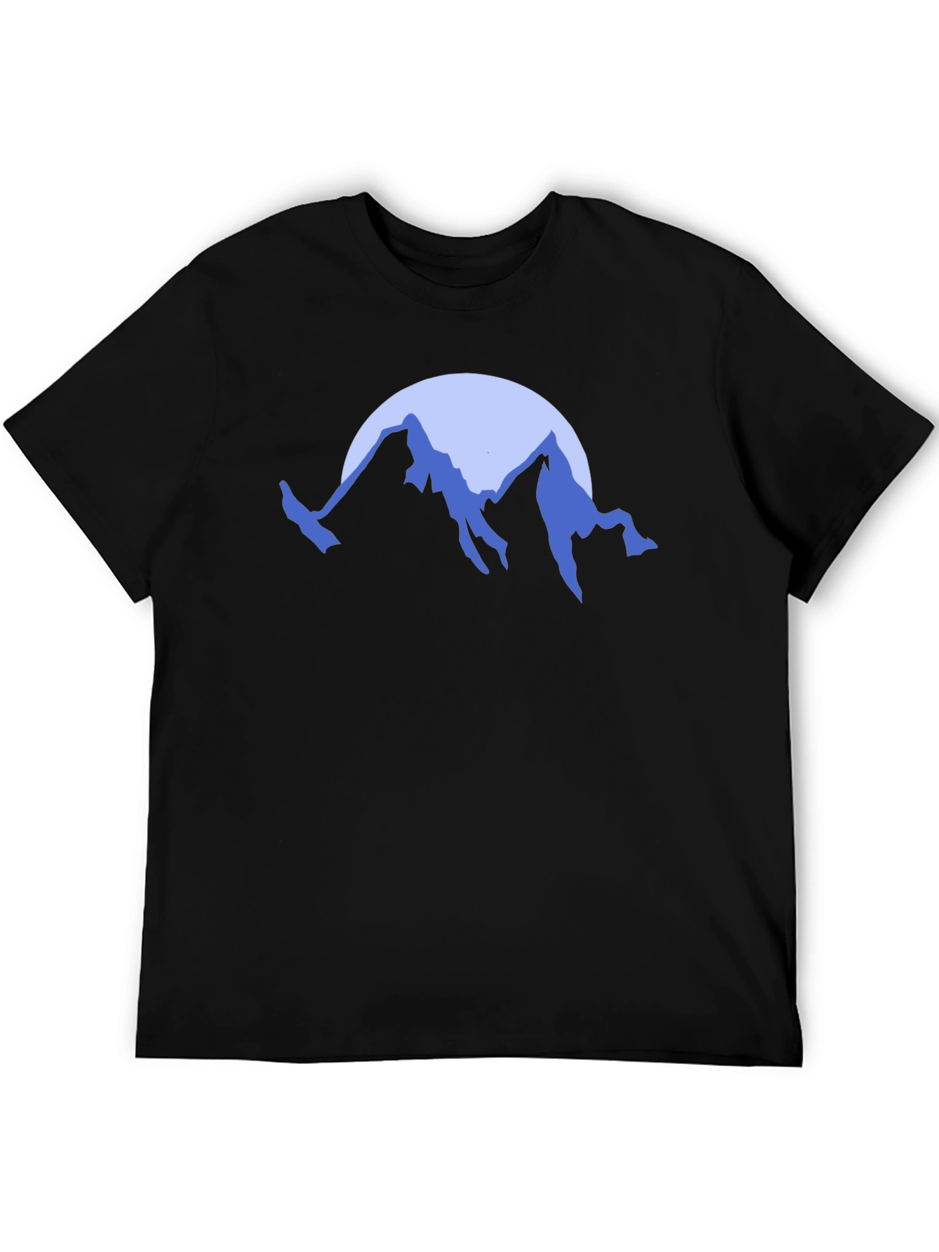 Mountain Moon Graphic Tee - Black Cotton T-Shirt