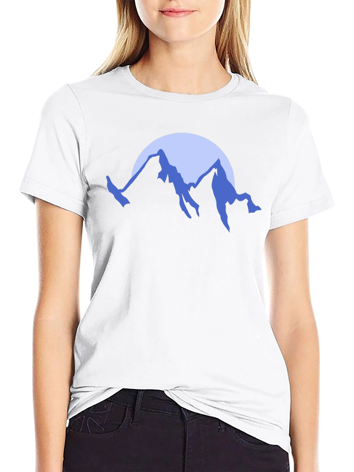 Mountain Moon Graphic Tee - Black Cotton T-Shirt