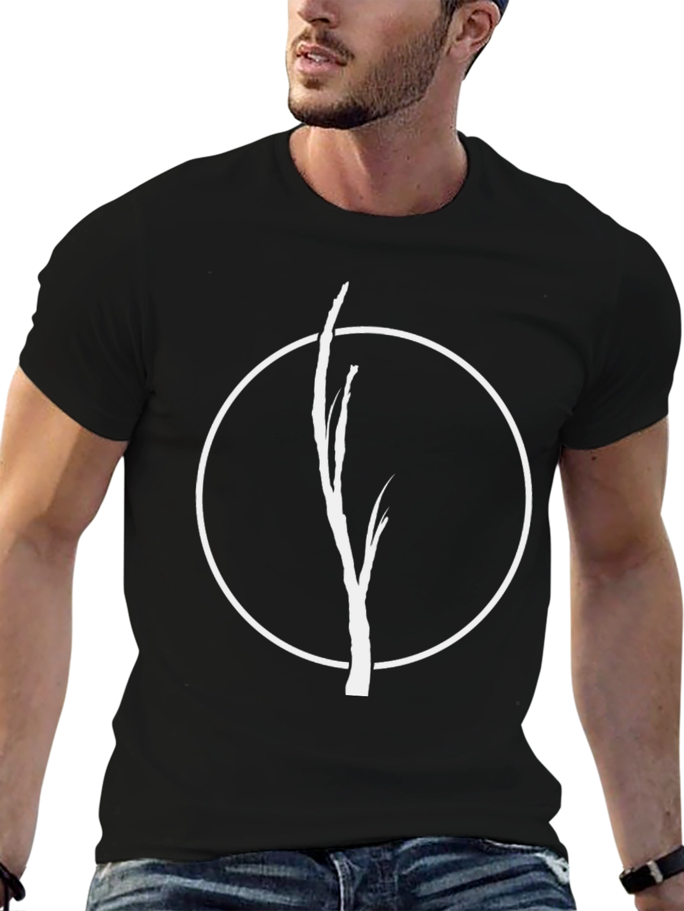 Minimalist Tree Graphic Black T-Shirt